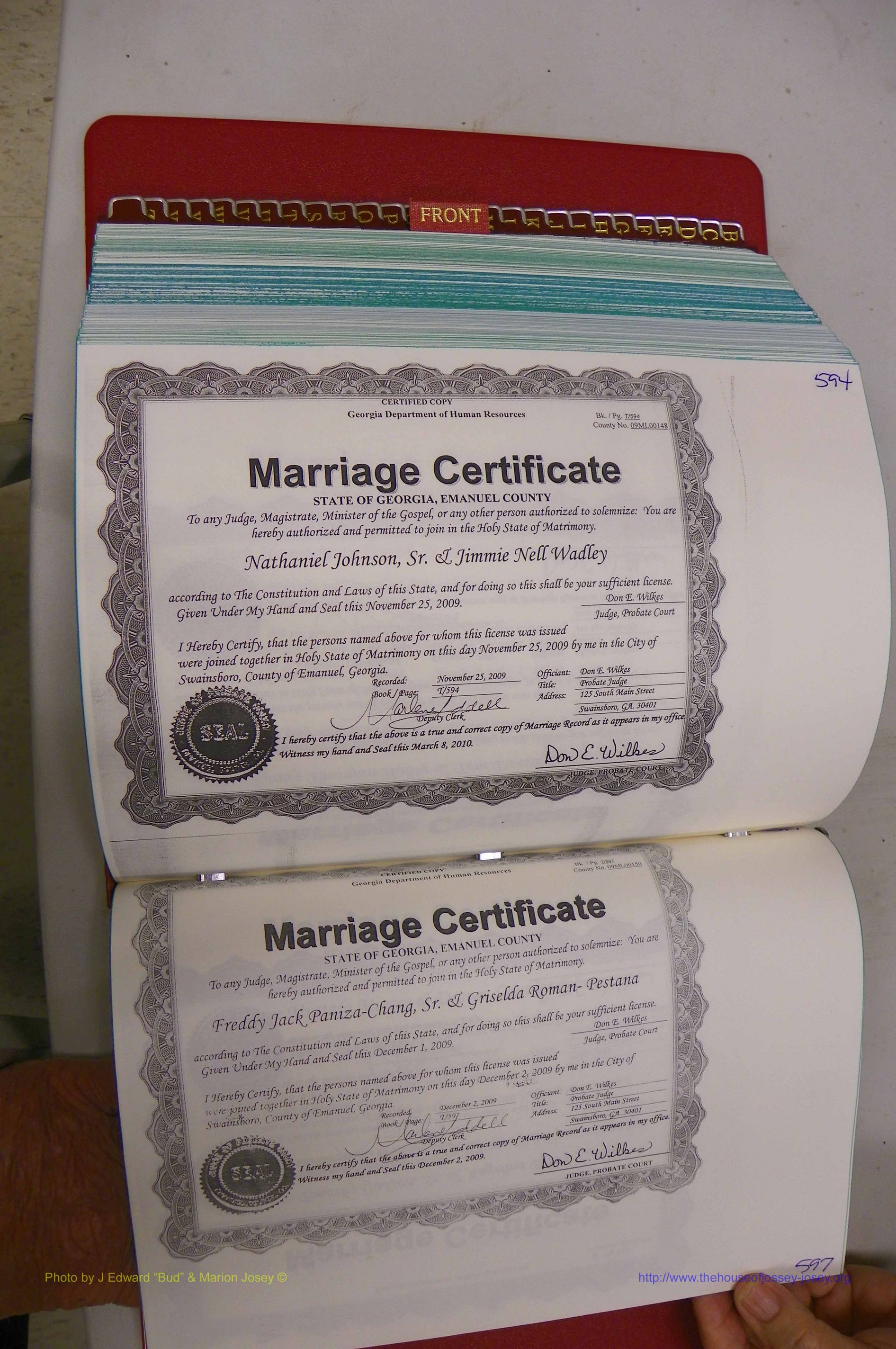 Emanuel Co, GA, Marriages Book T, 2006 - 2009, P 594-597.JPG