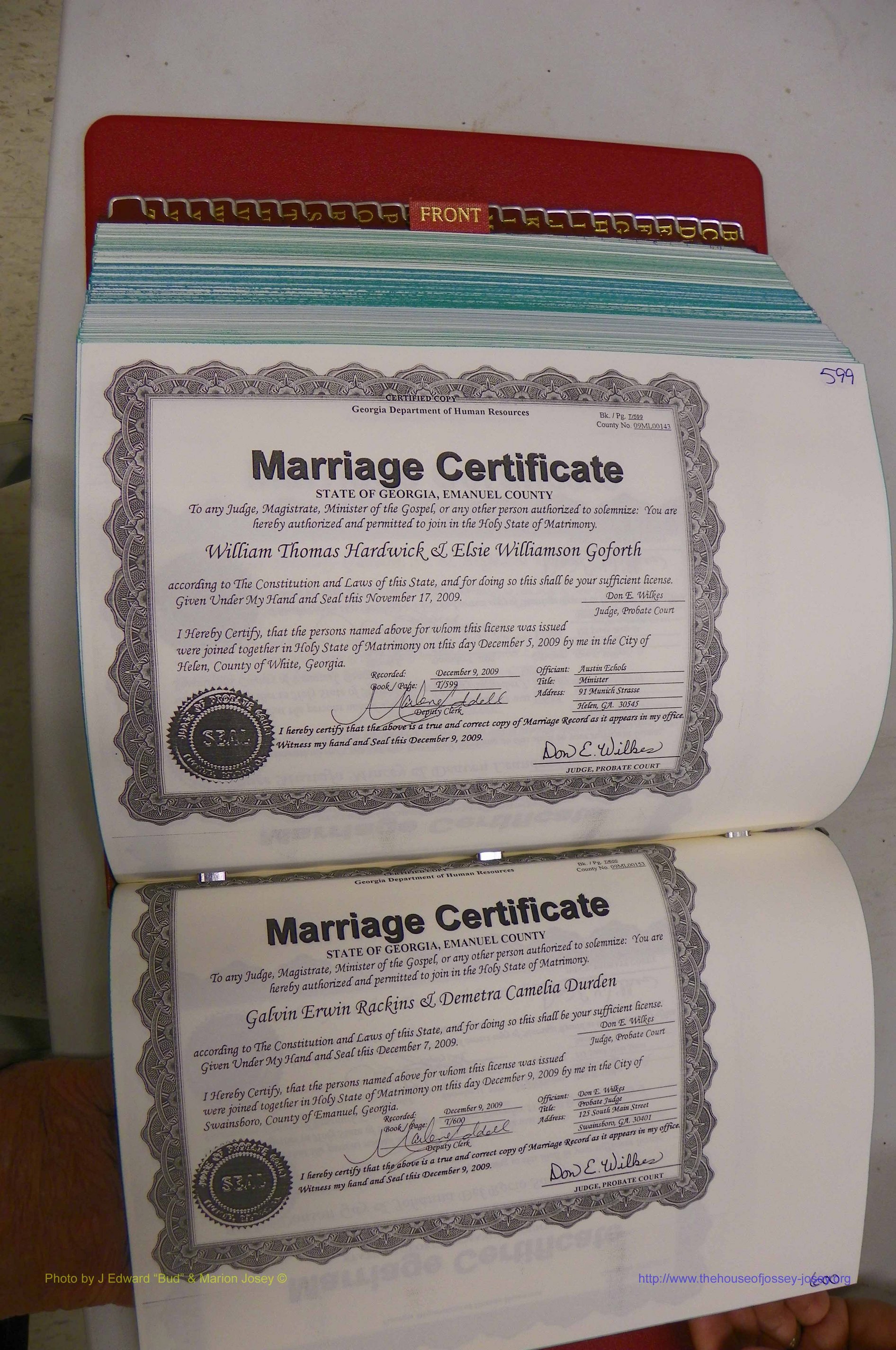 Emanuel Co, GA, Marriages Book T, 2006 - 2009, P 599-600.JPG