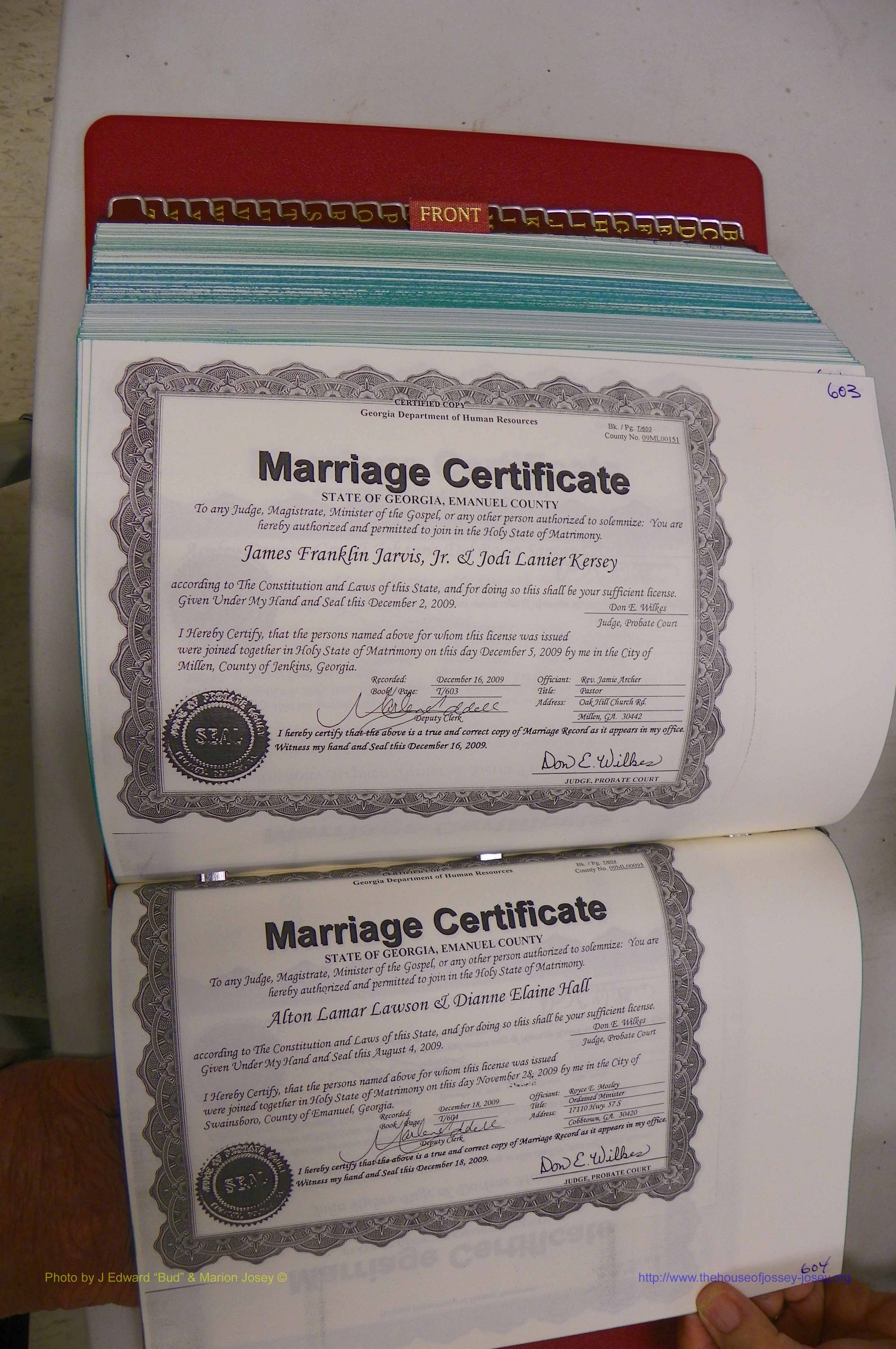 Emanuel Co, GA, Marriages Book T, 2006 - 2009, P 603-604.JPG