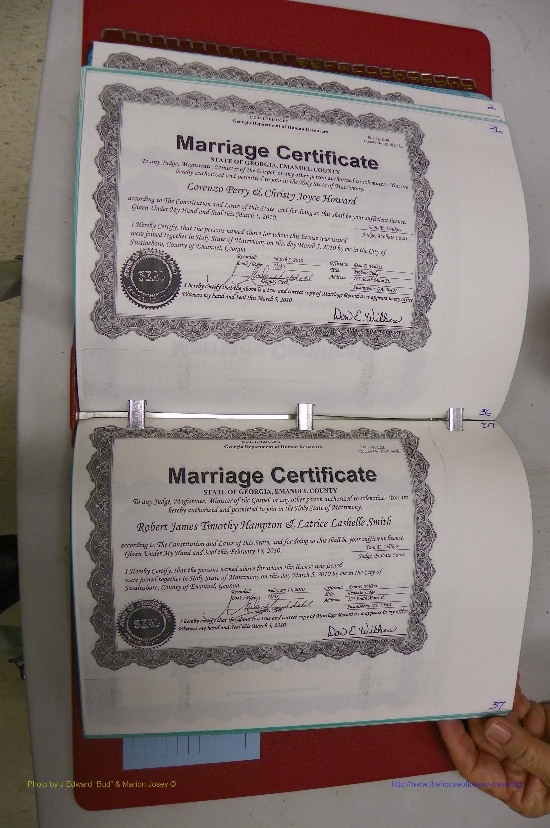 Emanuel Co, GA, Marriages Book U, 2009 - 2010, P 036-037.JPG