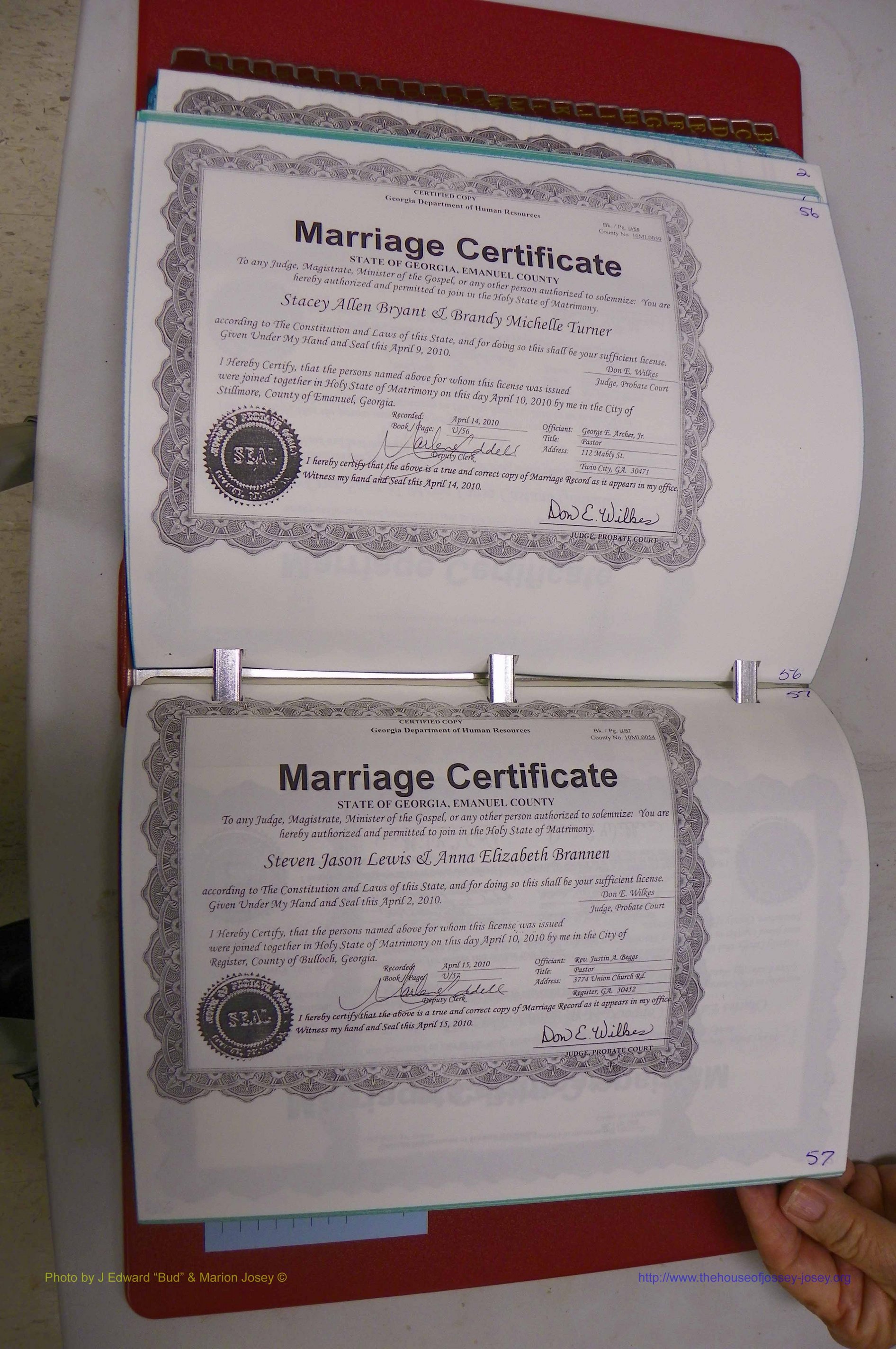 Emanuel Co, GA, Marriages Book U, 2009 - 2010, P 056-057.JPG