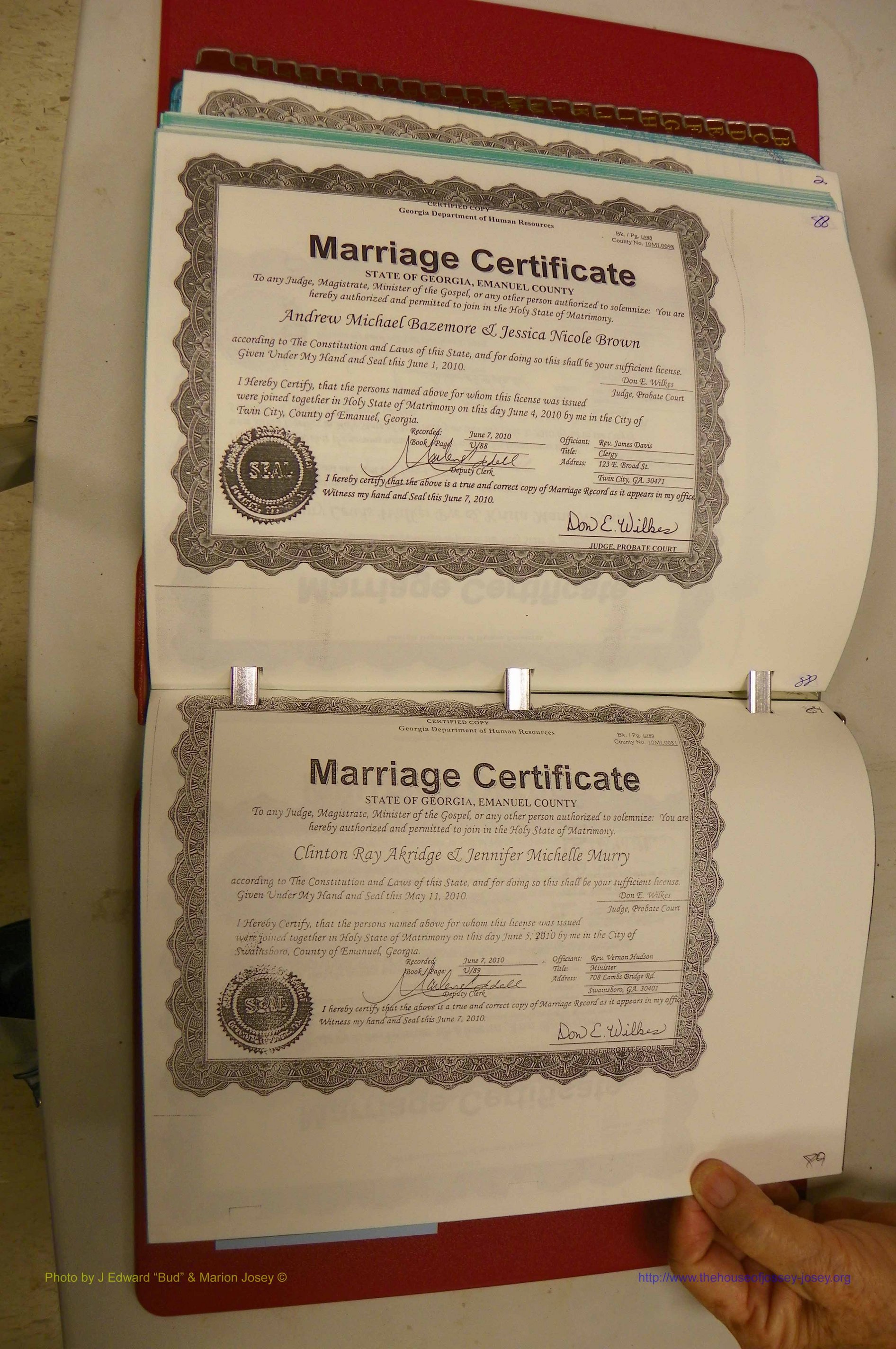 Emanuel Co, GA, Marriages Book U, 2009 - 2010, P 088-089.JPG