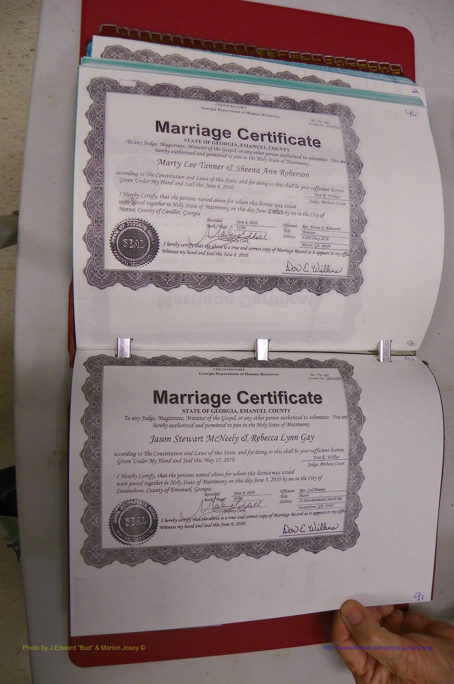 Emanuel Co, GA, Marriages Book U, 2009 - 2010, P 090-091.JPG