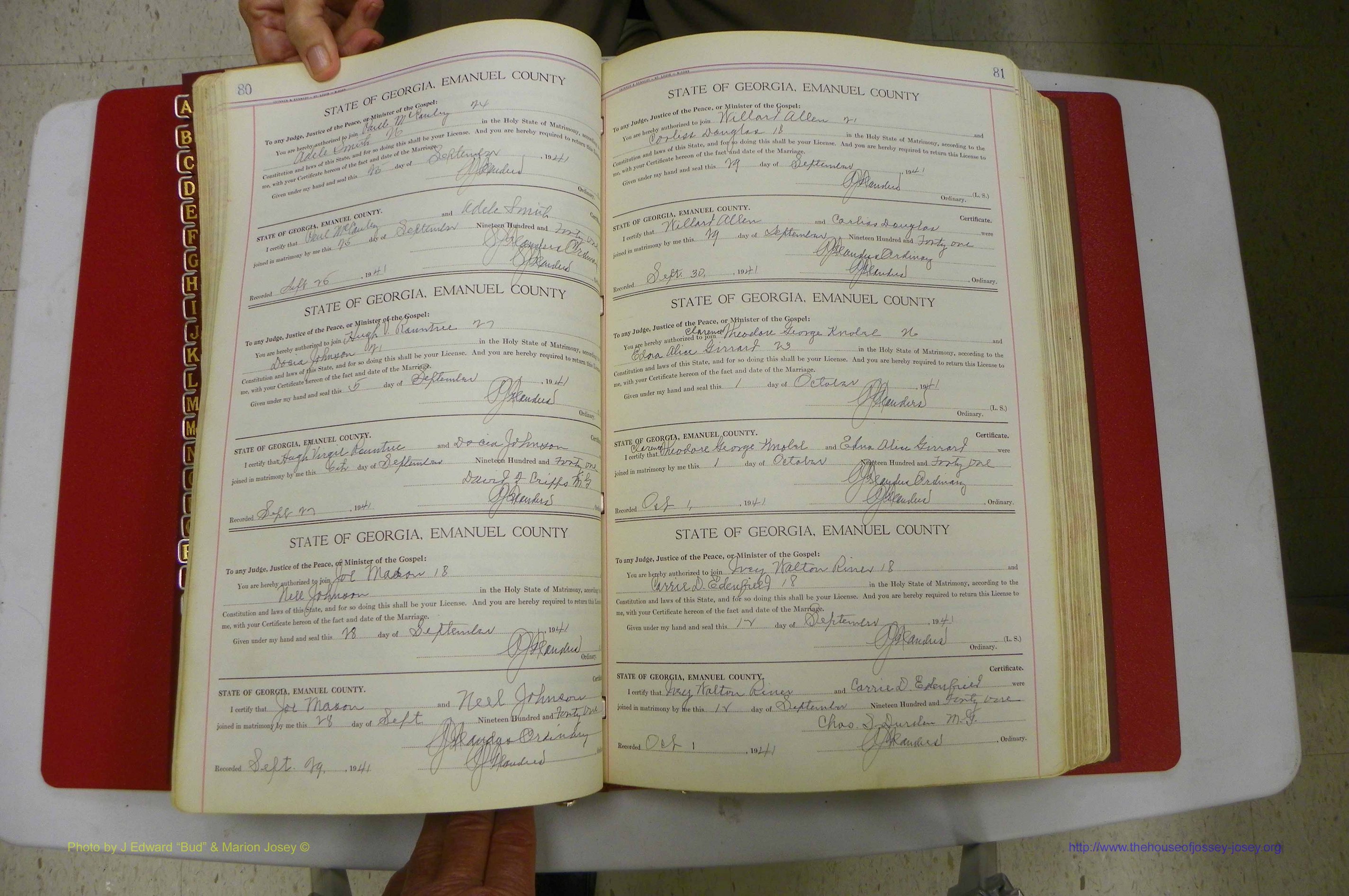 Emanuel Co, Ga, Marriages Book I, 1940 - 1949, White, P 080-081.JPG
