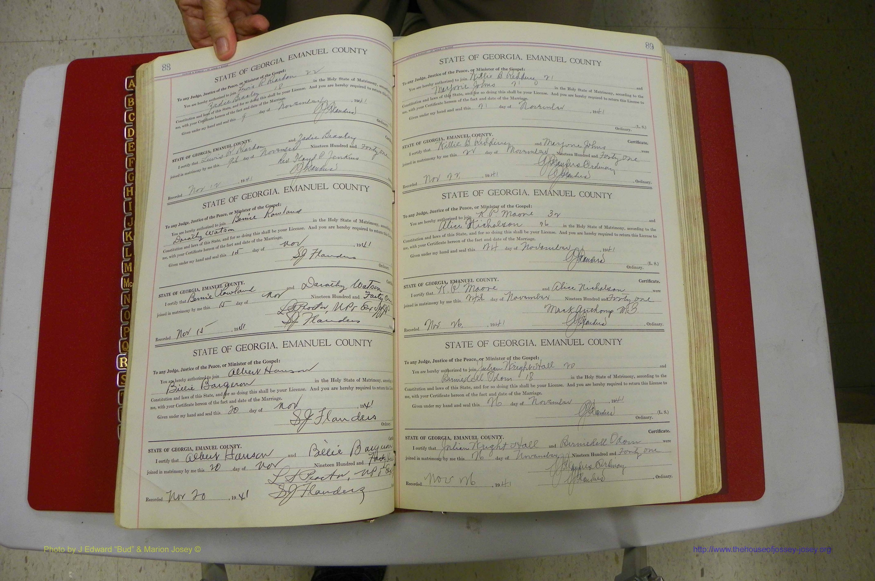 Emanuel Co, Ga, Marriages Book I, 1940 - 1949, White, P 088-089.JPG