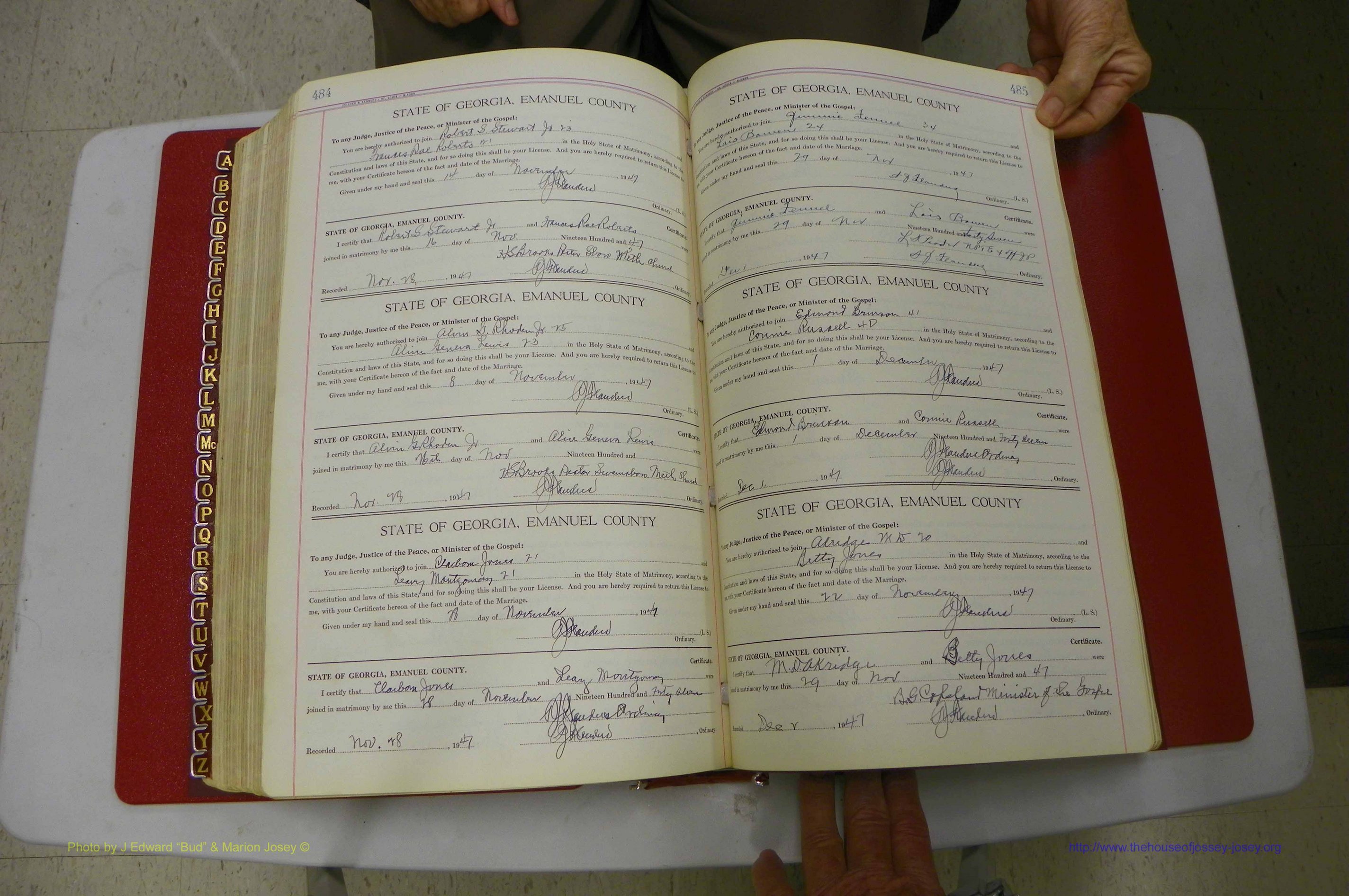 Emanuel Co, Ga, Marriages Book I, 1940 - 1949, White, P 484-485.JPG