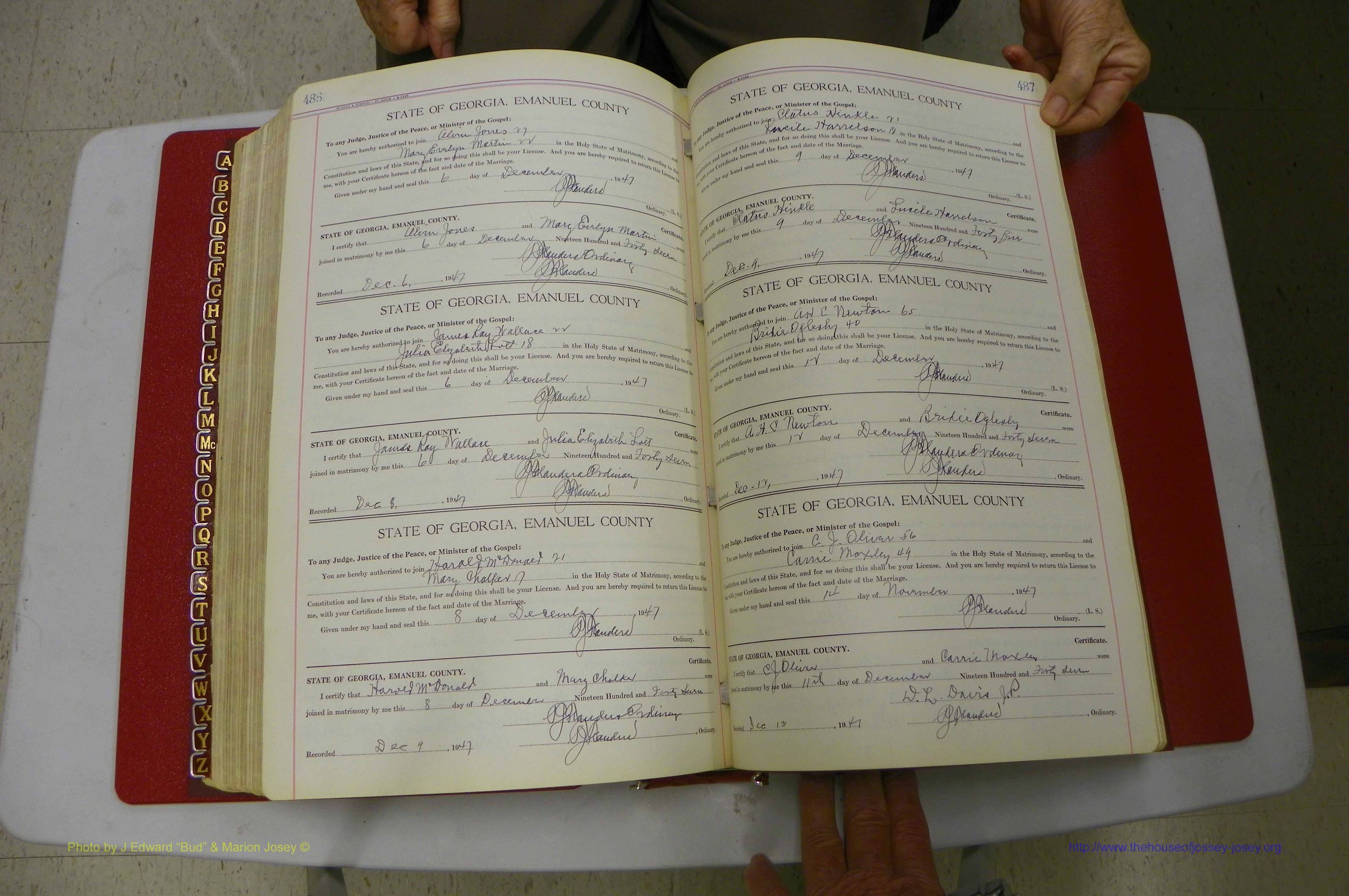 Emanuel Co, Ga, Marriages Book I, 1940 - 1949, White, P 486-487.JPG