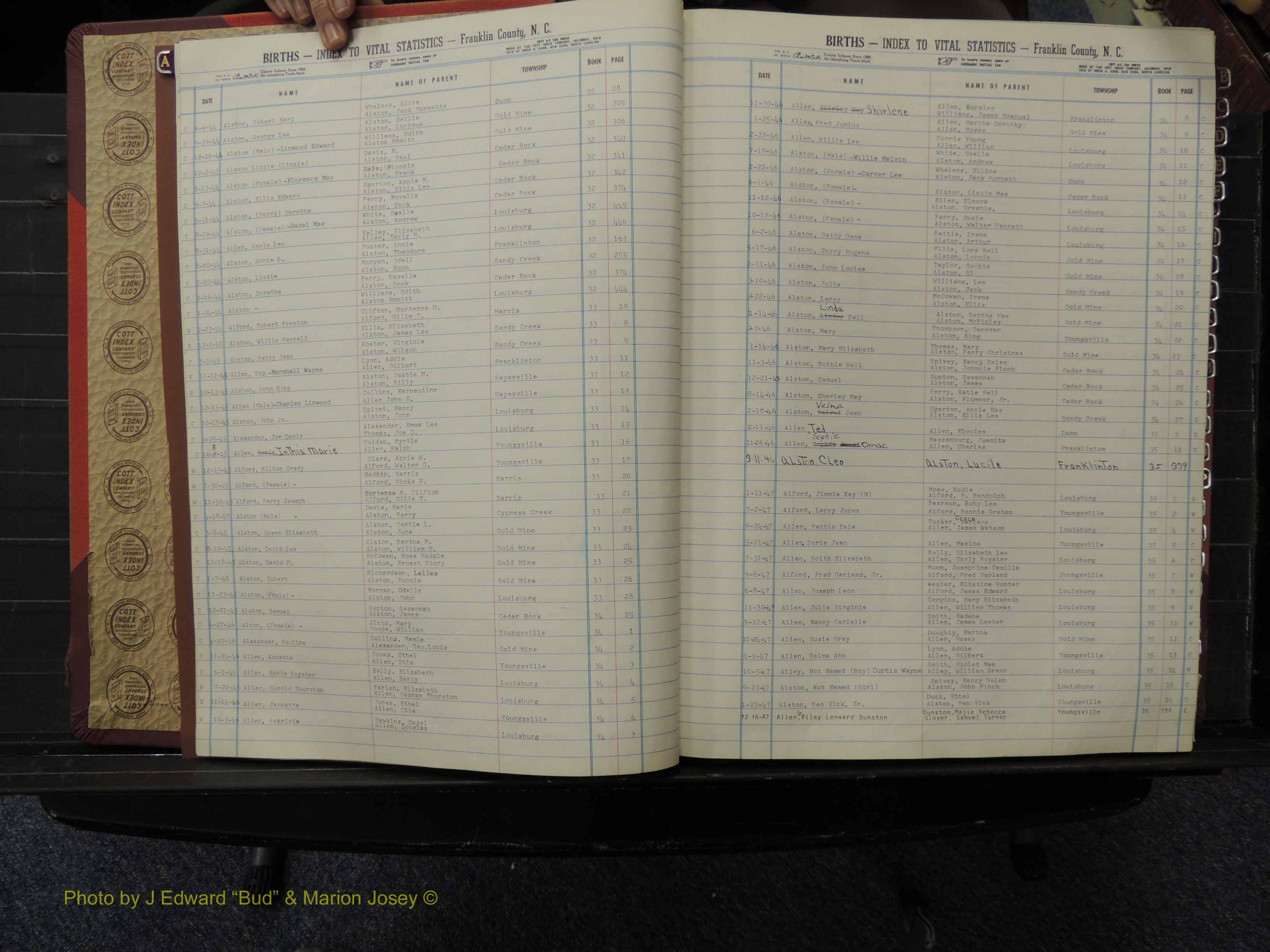 Franklin Co, NC, Births, A-Z, 1943-1960 (104).JPG