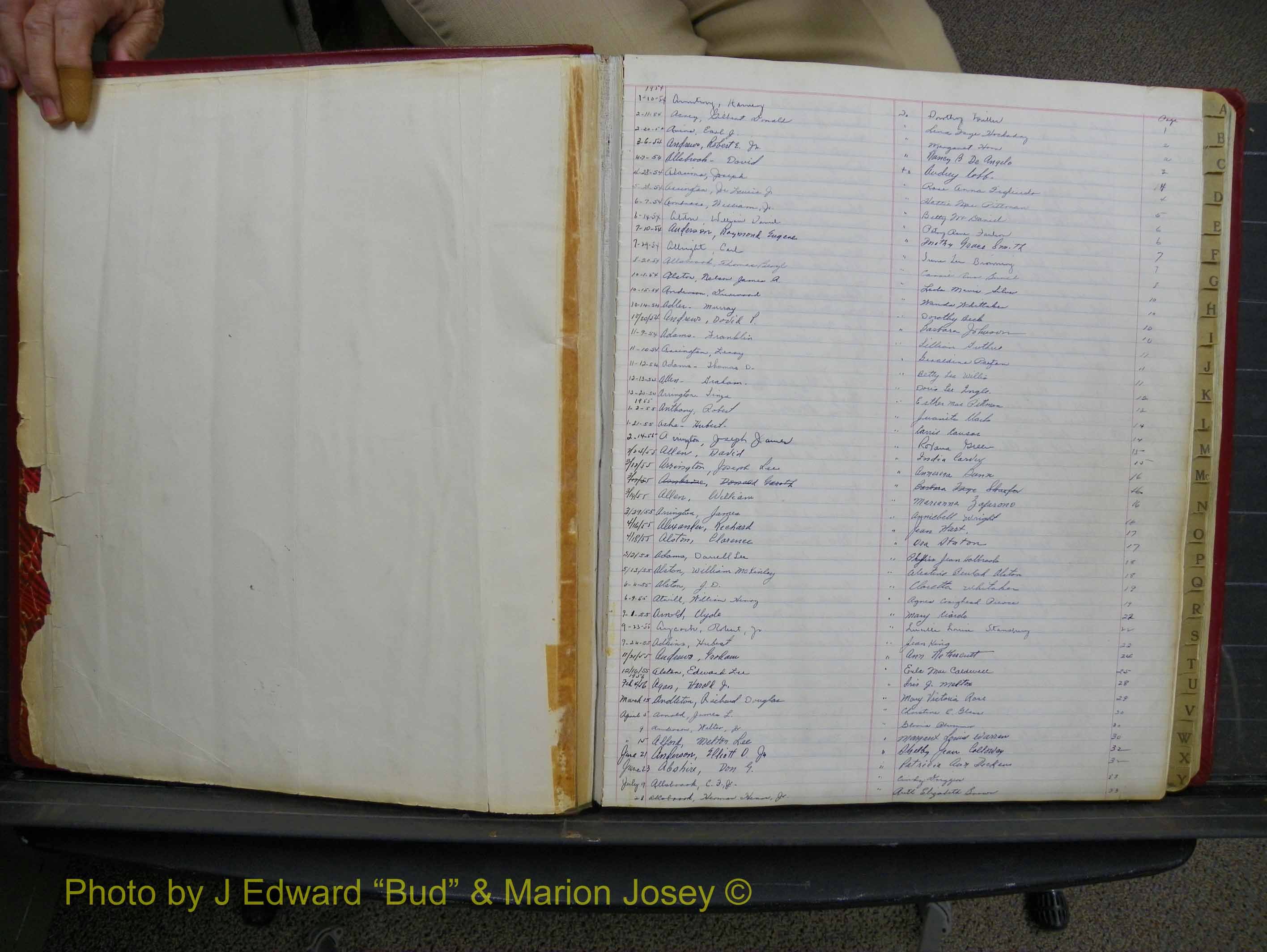 Halifax Marriage Book 14, 1954-1960  Index A.JPG