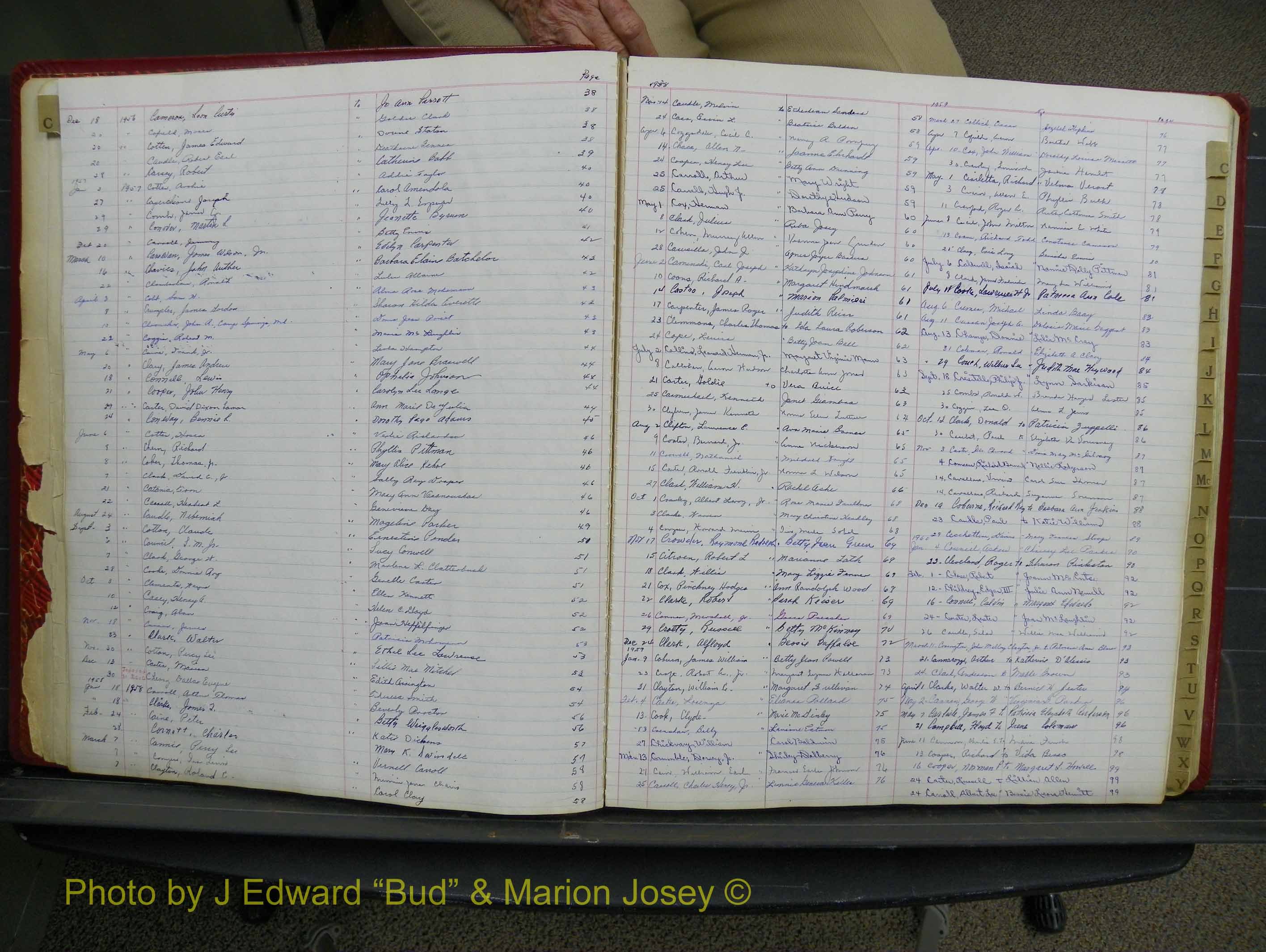 Halifax Marriage Book 14, 1954-1960  Index C2.JPG