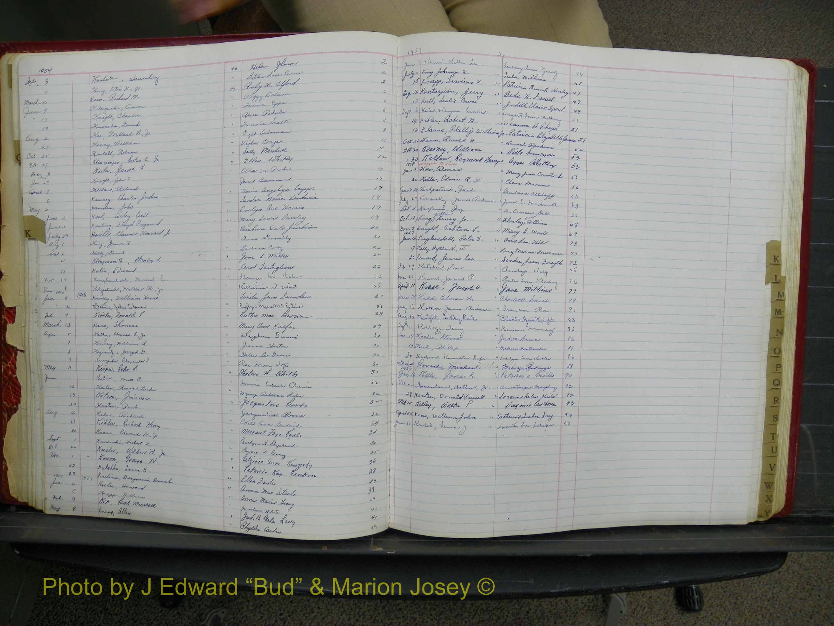 Halifax Marriage Book 14, 1954-1960  Index K.JPG