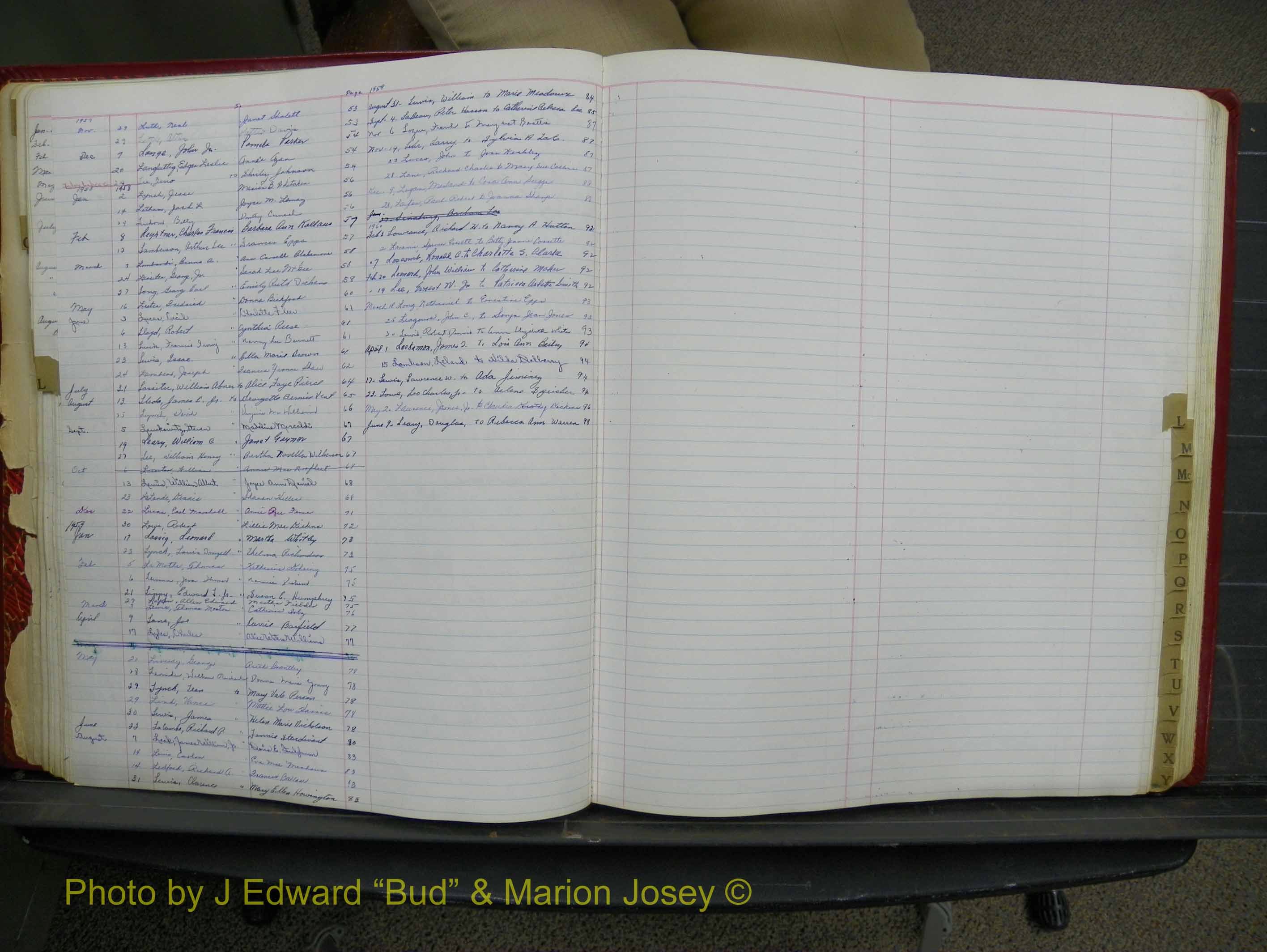 Halifax Marriage Book 14, 1954-1960  Index L2.JPG