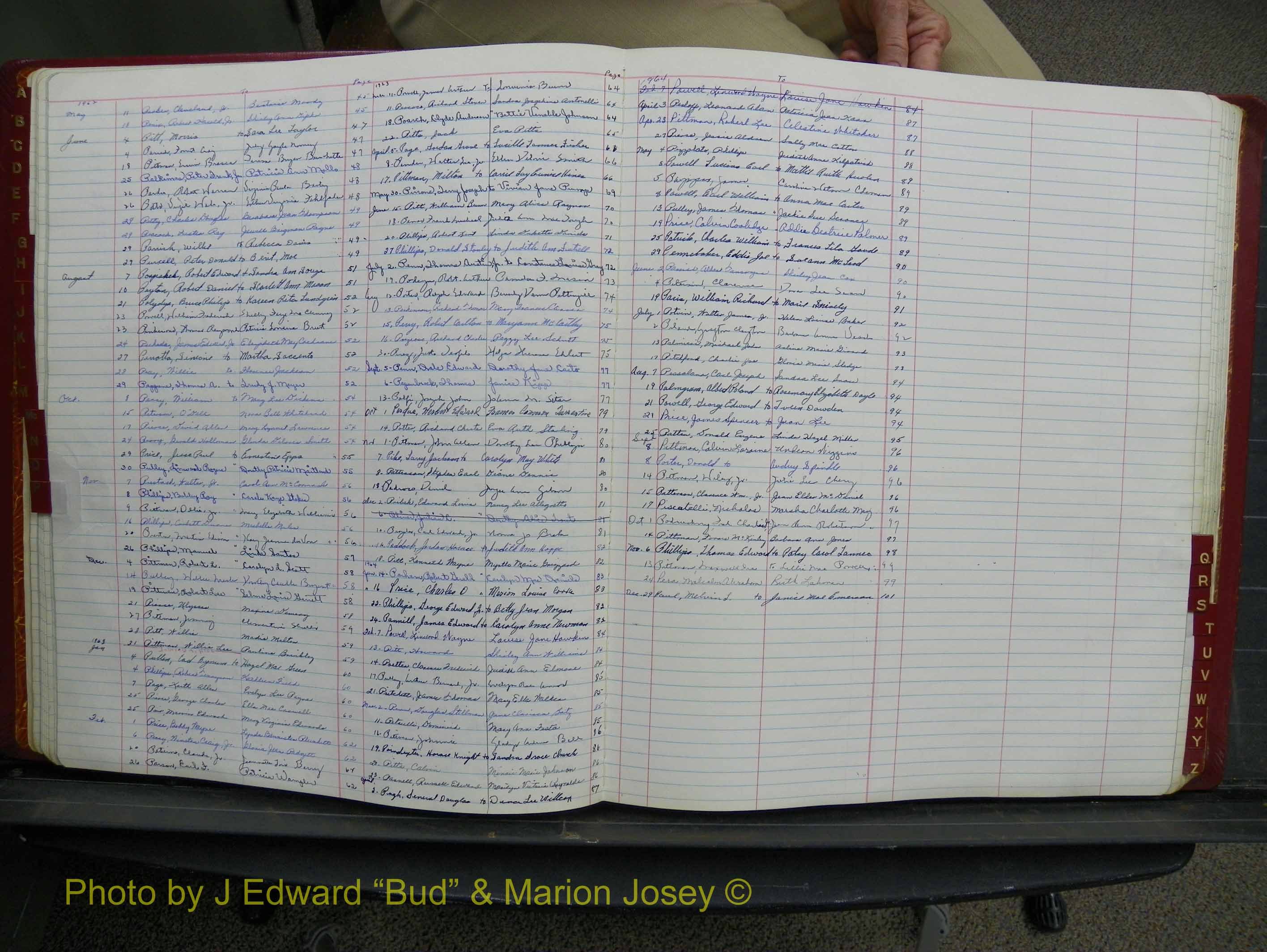 Halifax Marriage Book 15, 1960-1964  Index P2.JPG