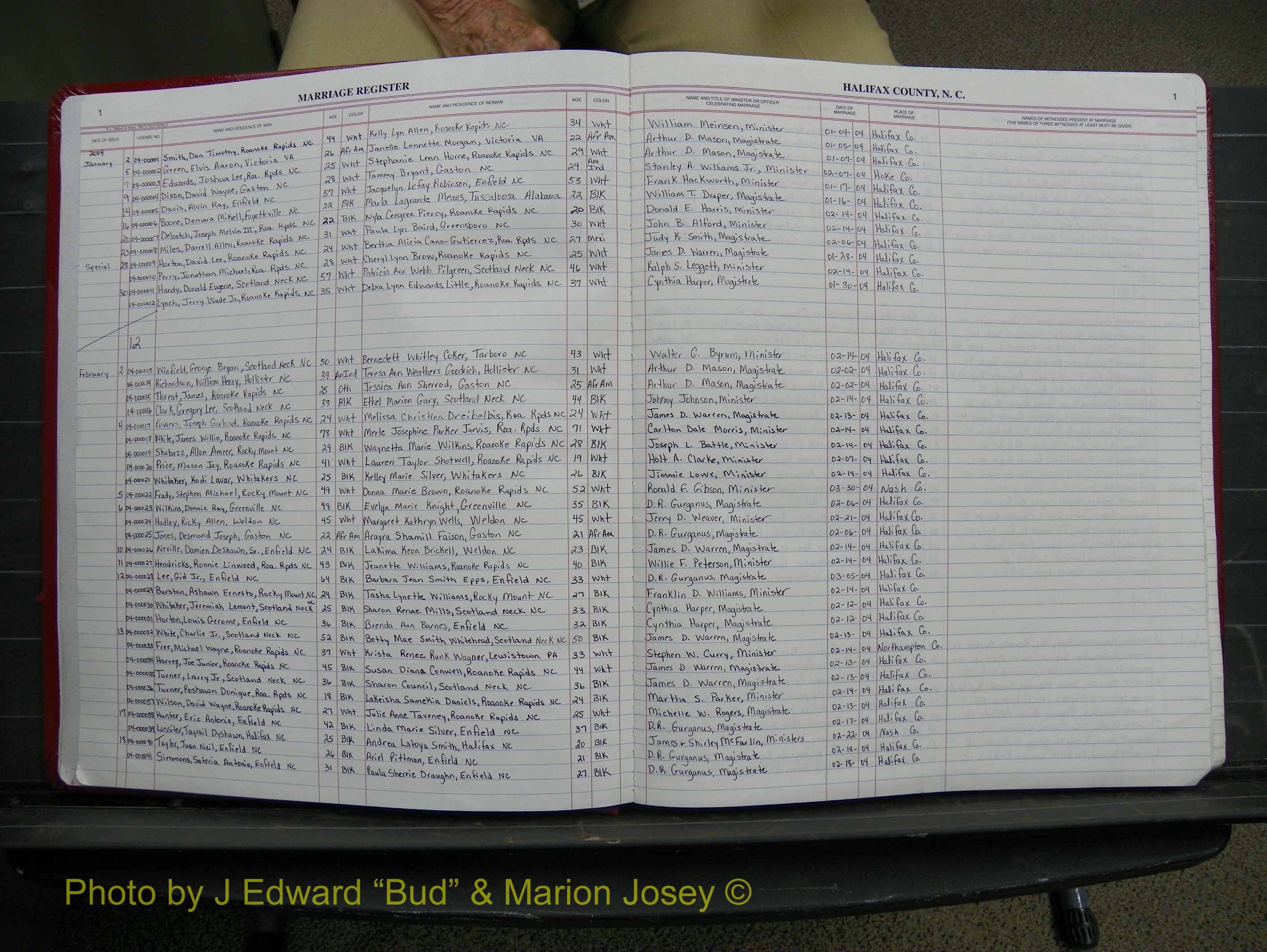 Halifax Marriage Book 21, 2004-2012 P 001.JPG