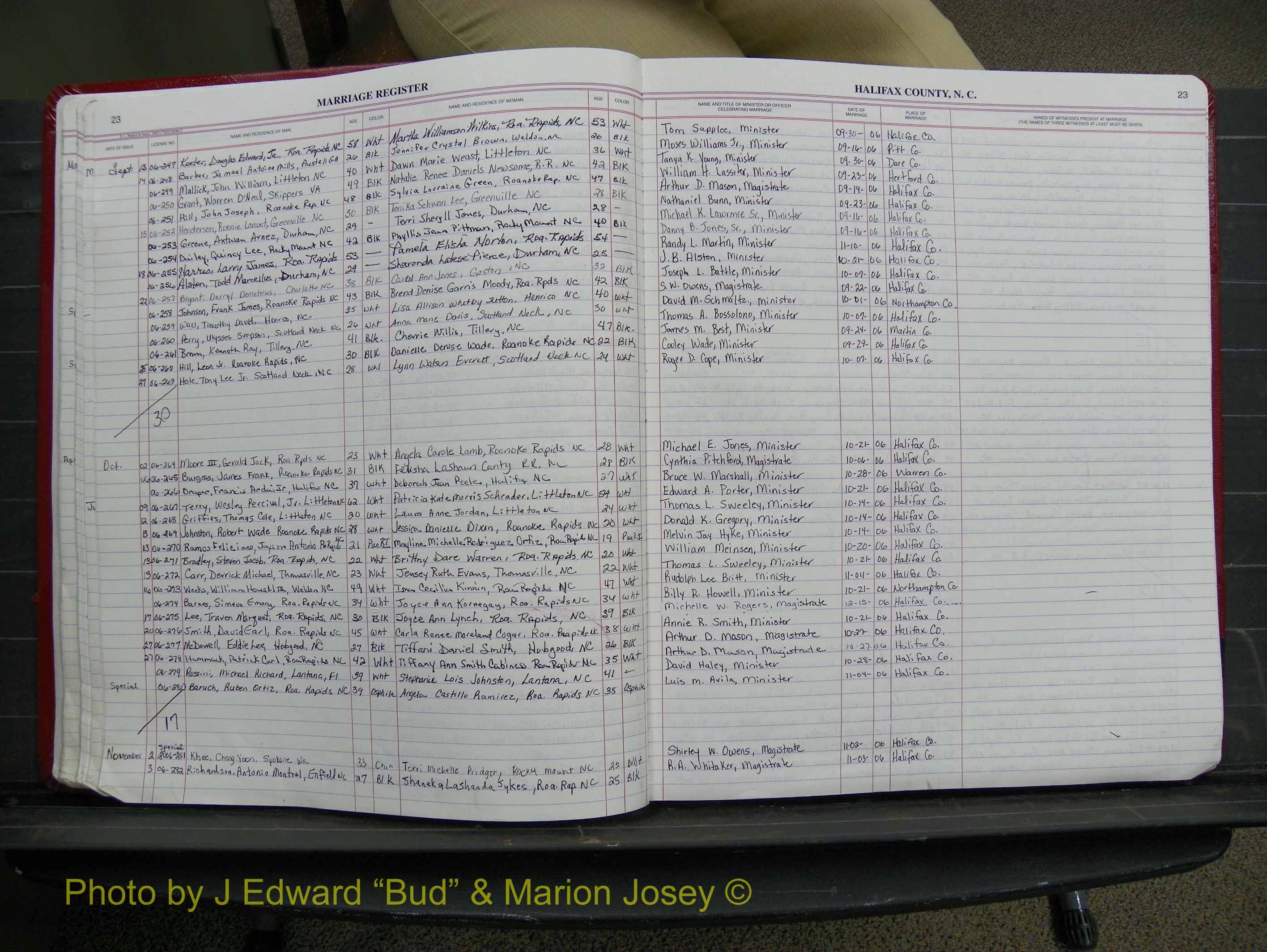 Halifax Marriage Book 21, 2004-2012 P 023.JPG