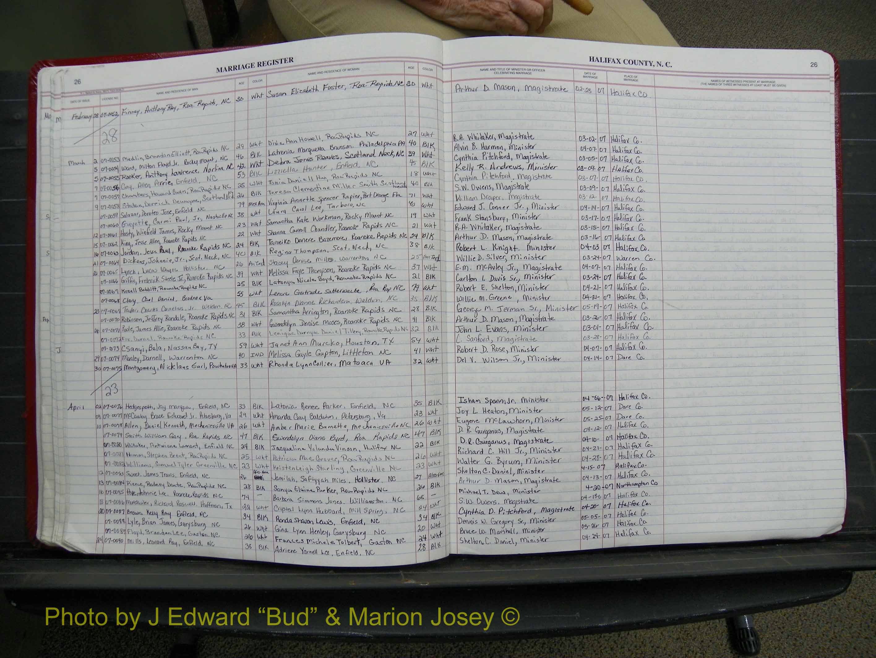 Halifax Marriage Book 21, 2004-2012 P 026.JPG