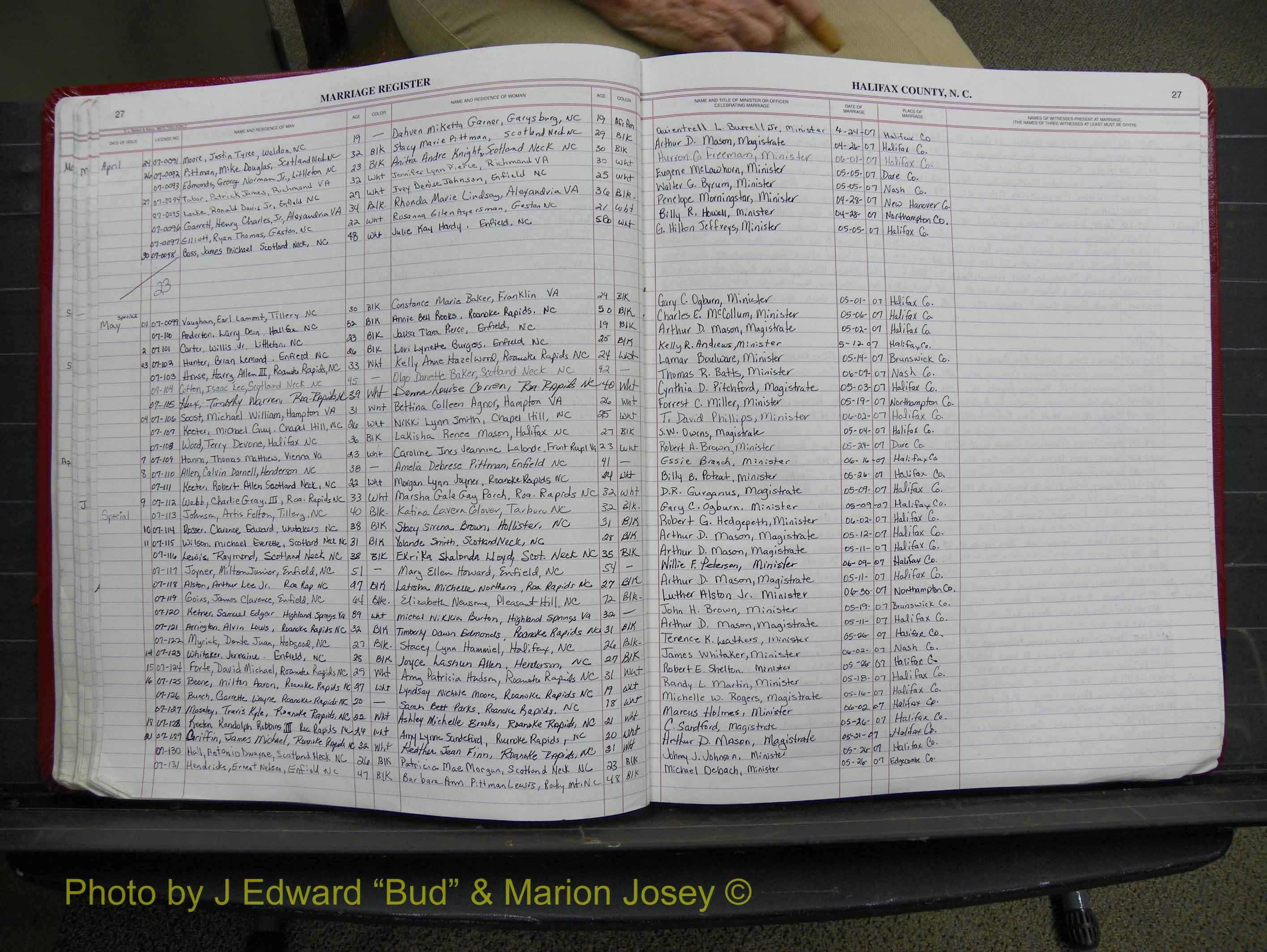 Halifax Marriage Book 21, 2004-2012 P 027.JPG