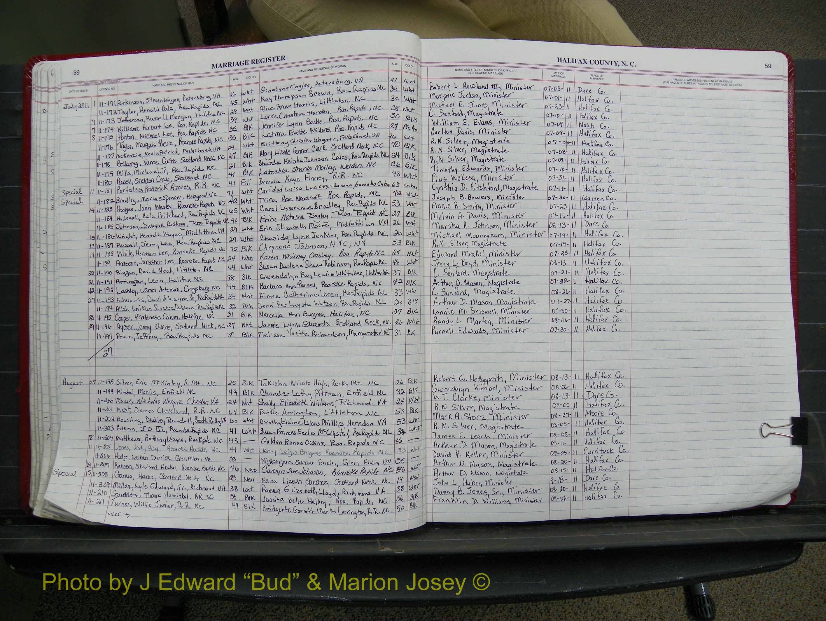 Halifax Marriage Book 21, 2004-2012 P 059.JPG