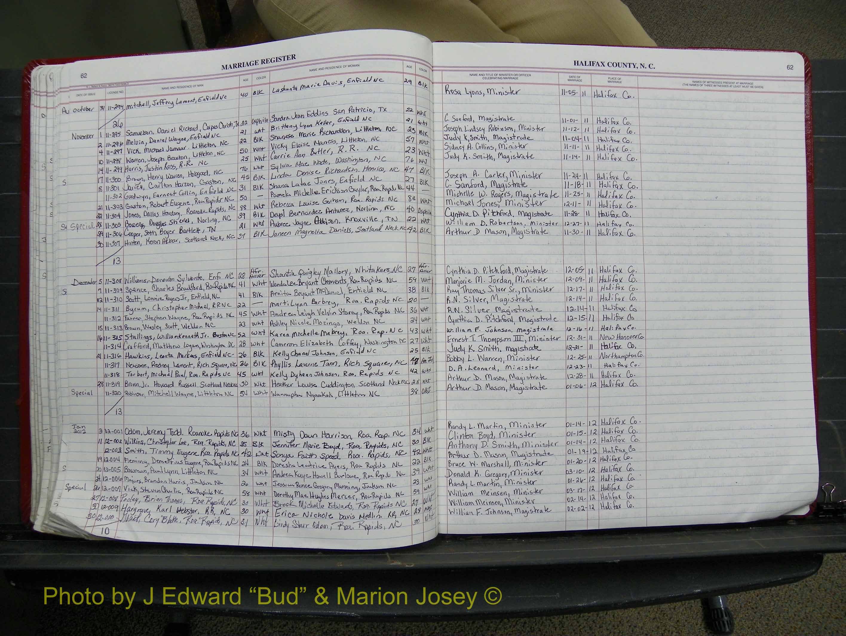 Halifax Marriage Book 21, 2004-2012 P 062.JPG