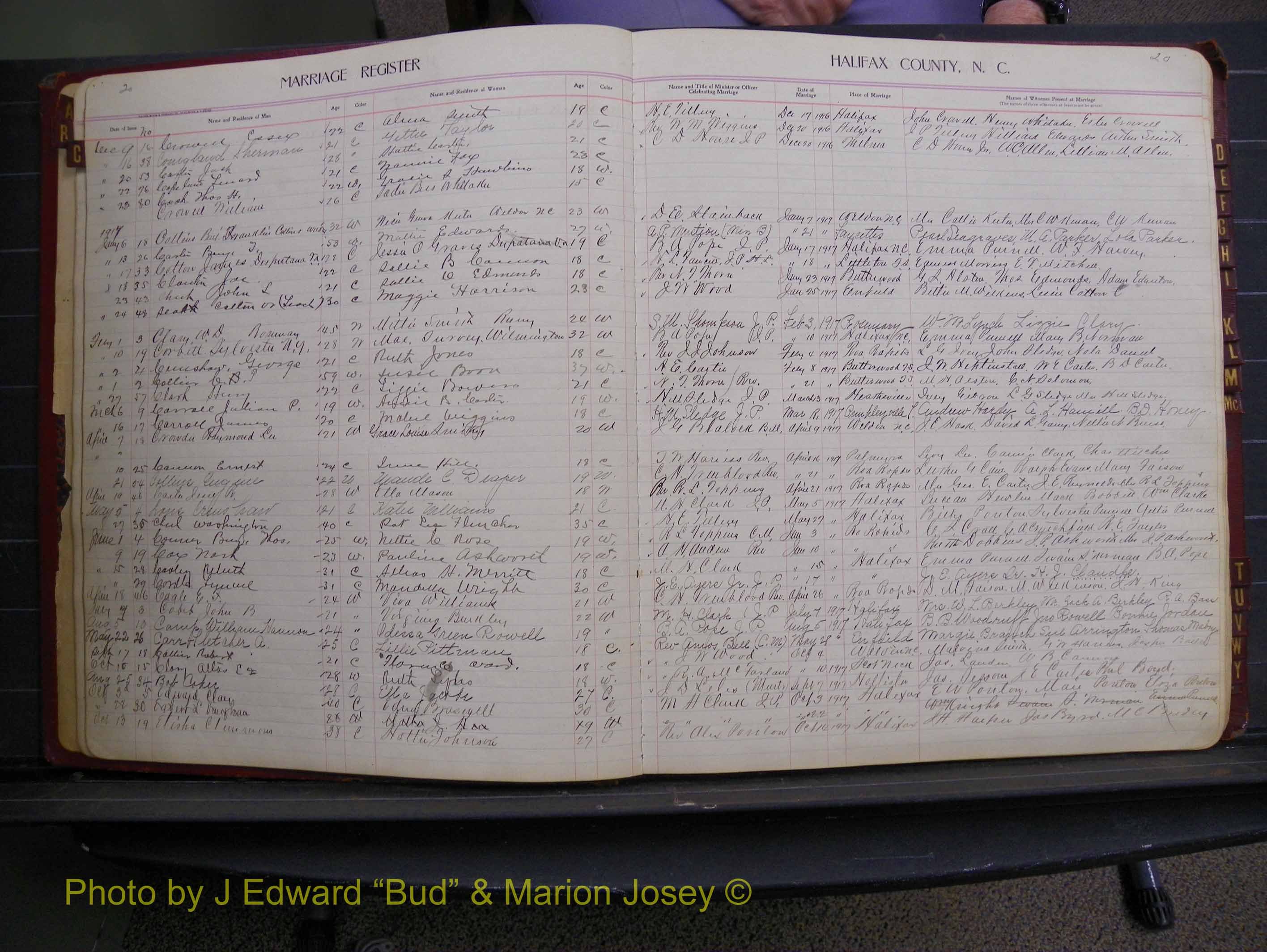 Halifax Marriage Book 8, 1916-1917 Index C2.JPG