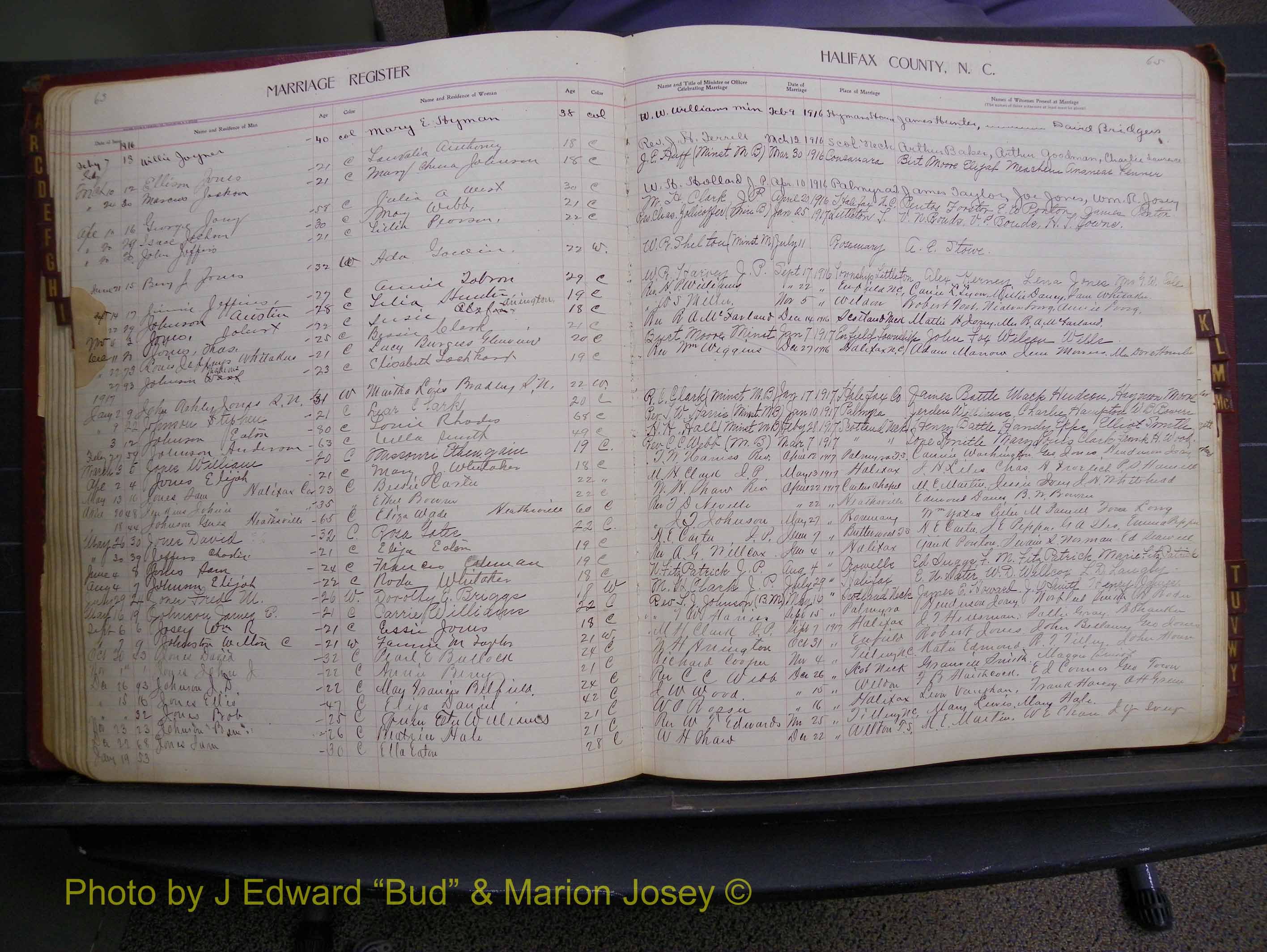 Halifax Marriage Book 8, 1916-1917 Index J1.JPG