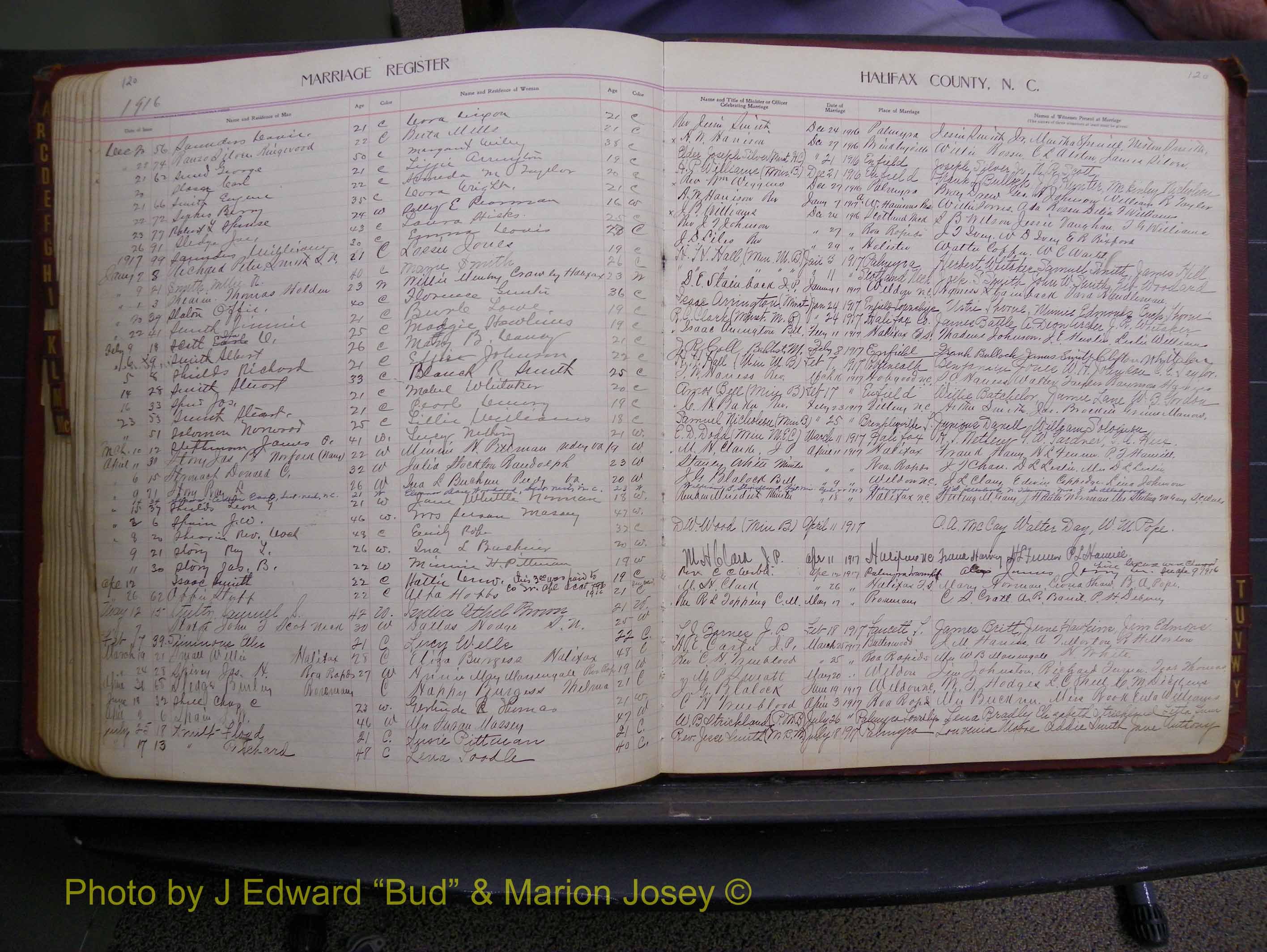 Halifax Marriage Book 8, 1916-1917 Index S2.JPG