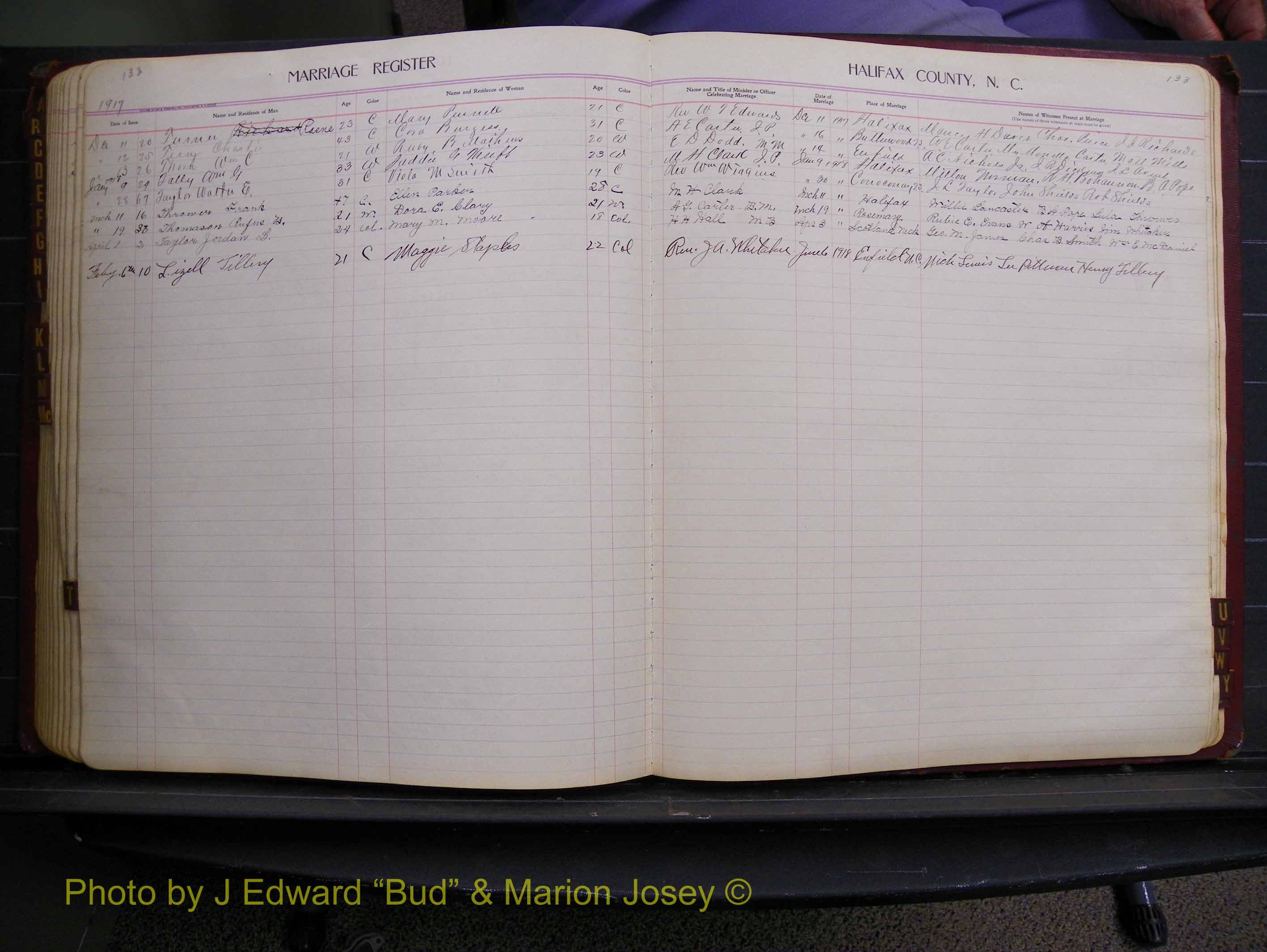 Halifax Marriage Book 8, 1916-1917 Index T2.JPG