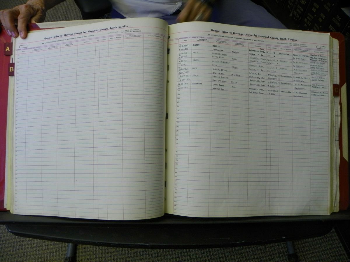 Haywood Marriage Index, 1850- A-E 1939-1978 479.JPG