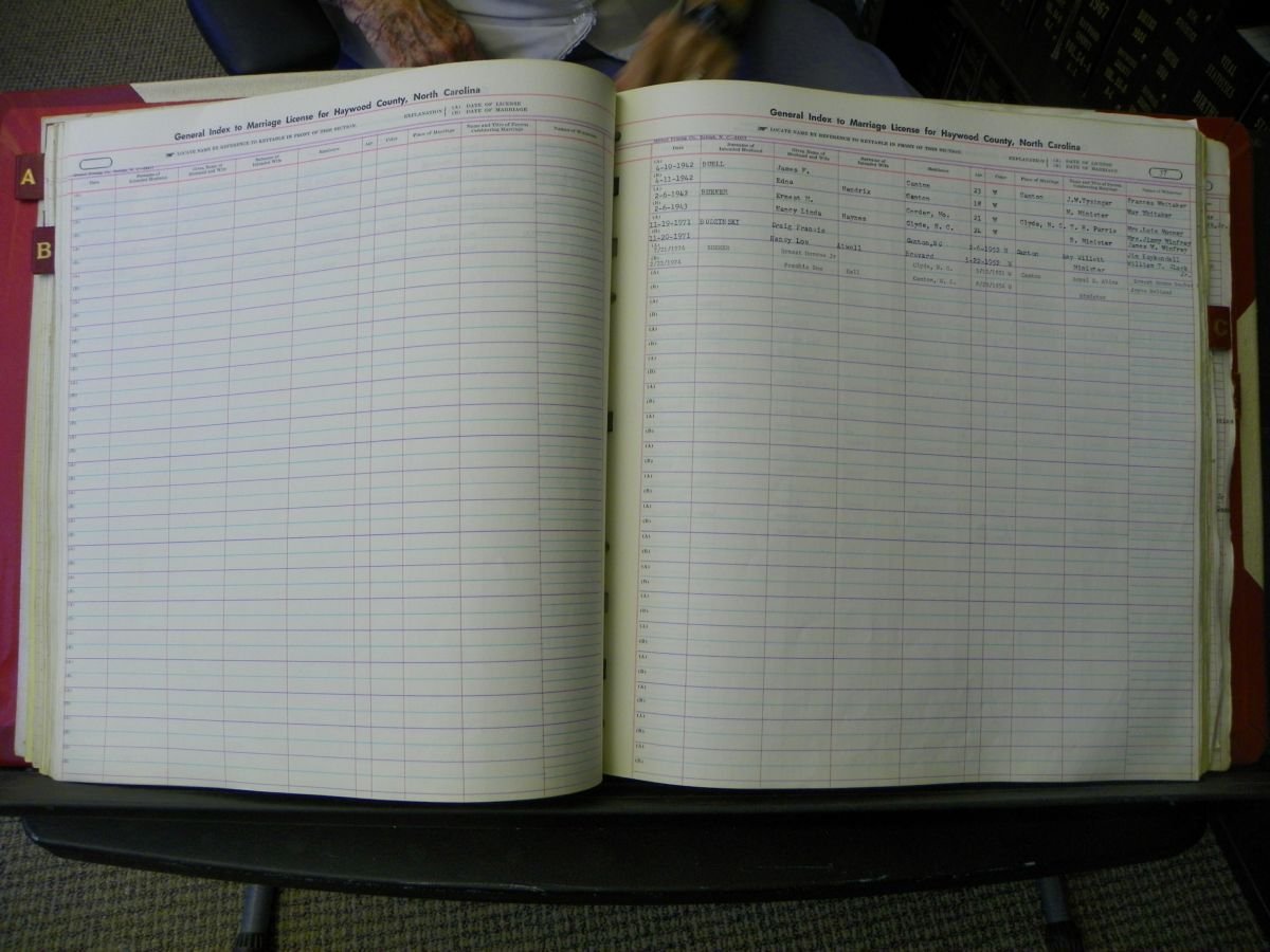 Haywood Marriage Index, 1850- A-E 1939-1978 491.JPG