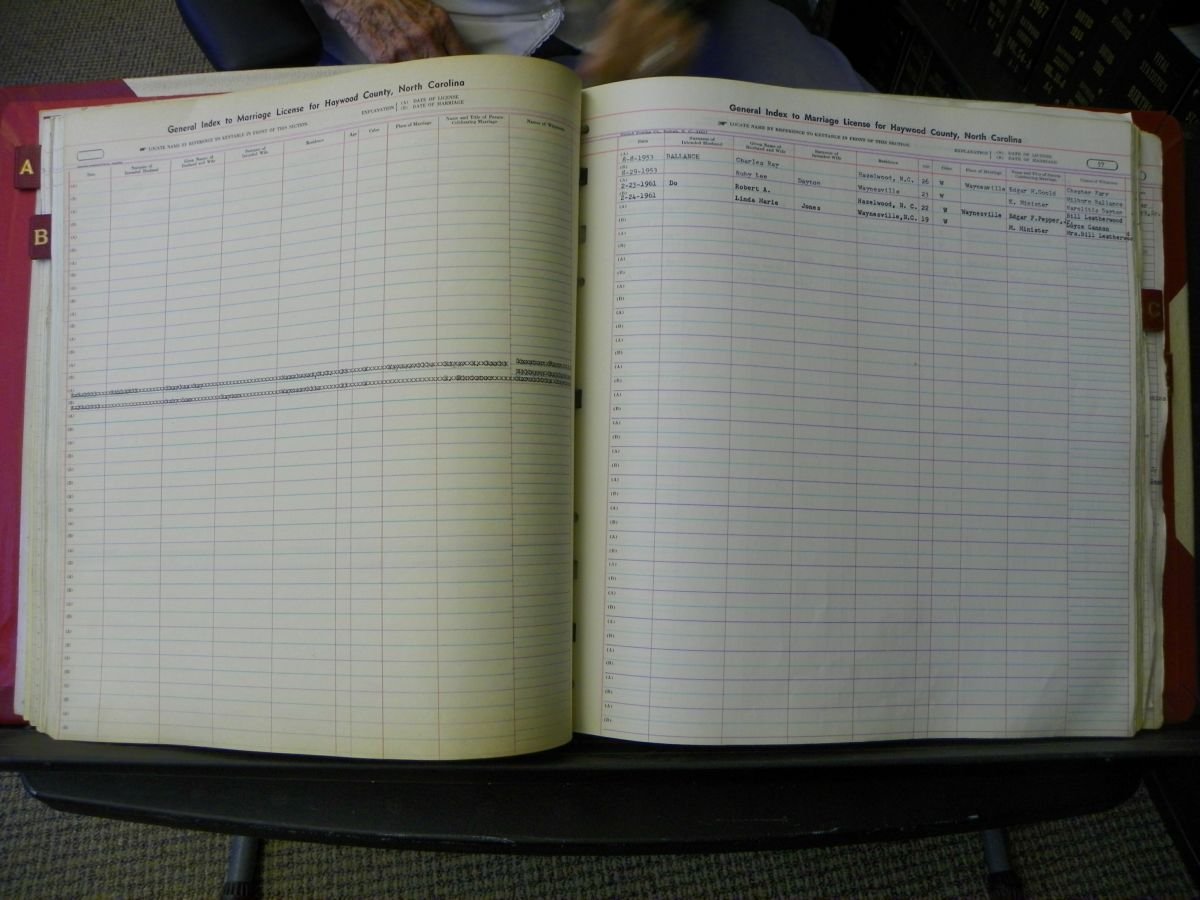 Haywood Marriage Index, 1850- A-E 1939-1978 501.JPG