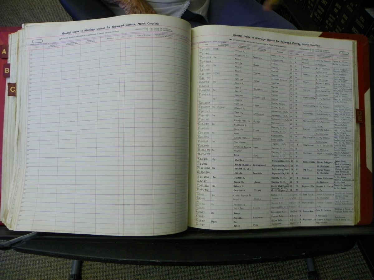 Haywood Marriage Index, 1850- A-E 1939-1978 612.JPG