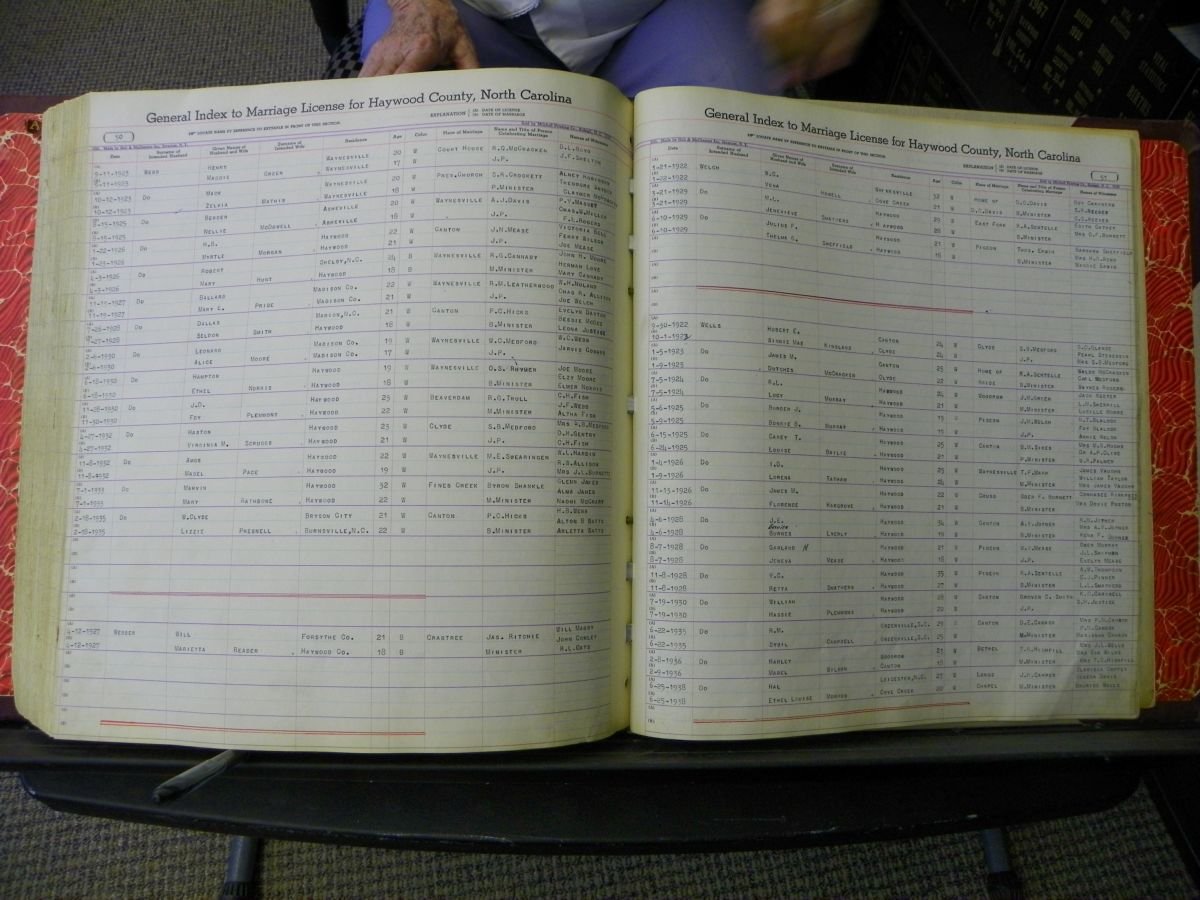 Haywood Marriage Index, 1850- A-E 1939-1978 438.JPG