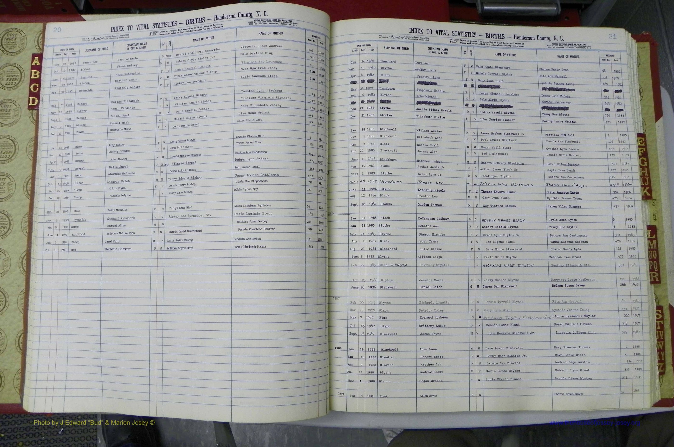 Henderson Co, NC, Births A - Z, 1982 - 1990, (013).JPG