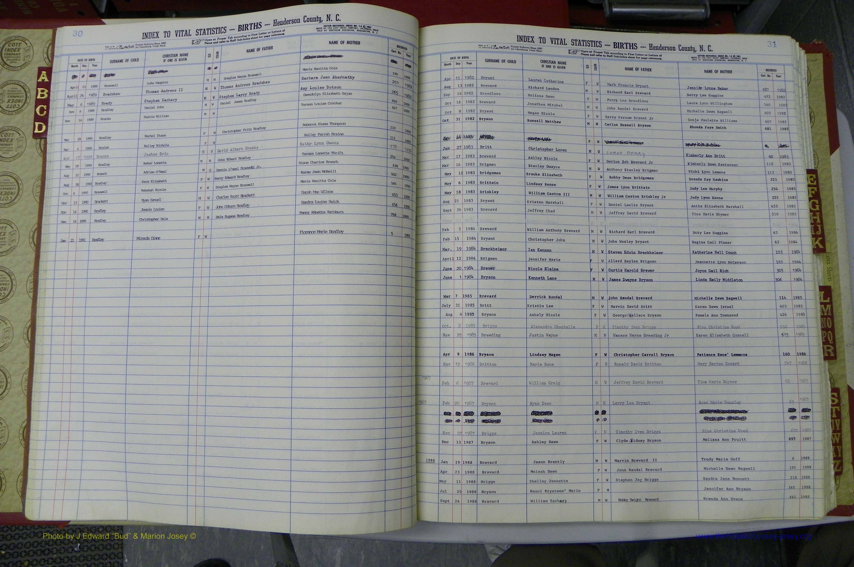 Henderson Co, NC, Births A - Z, 1982 - 1990, (018).JPG