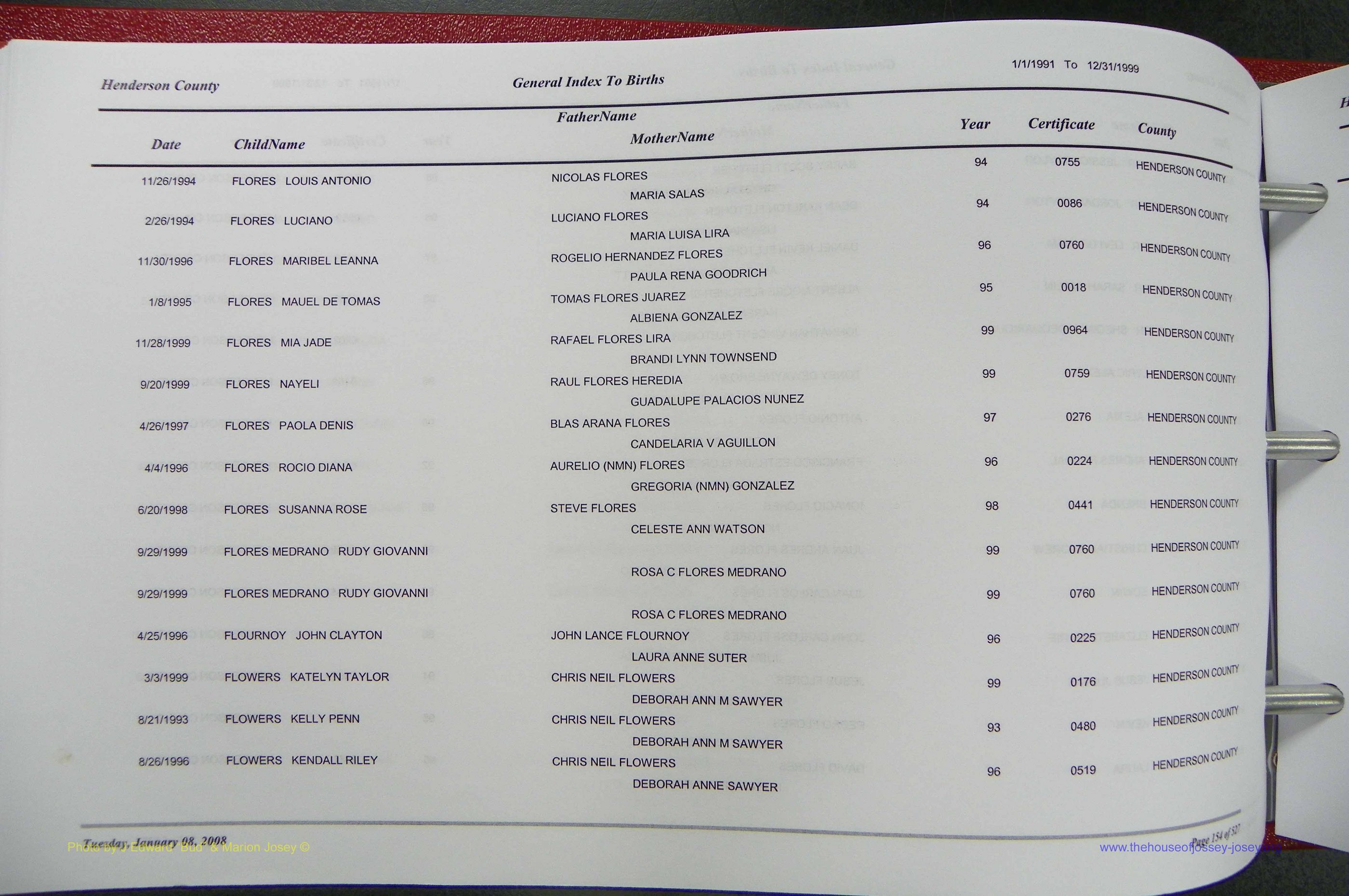 Henderson Co, NC, Births A - Z, 1991 - 1999, (154).JPG