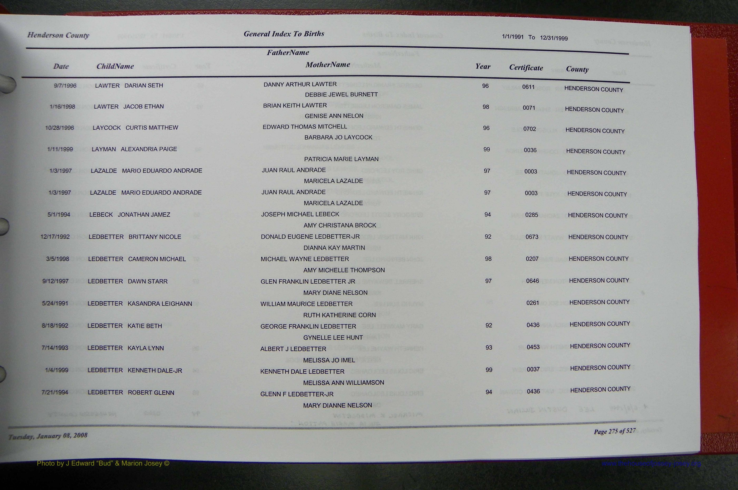 Henderson Co, NC, Births A - Z, 1991 - 1999, (275).JPG