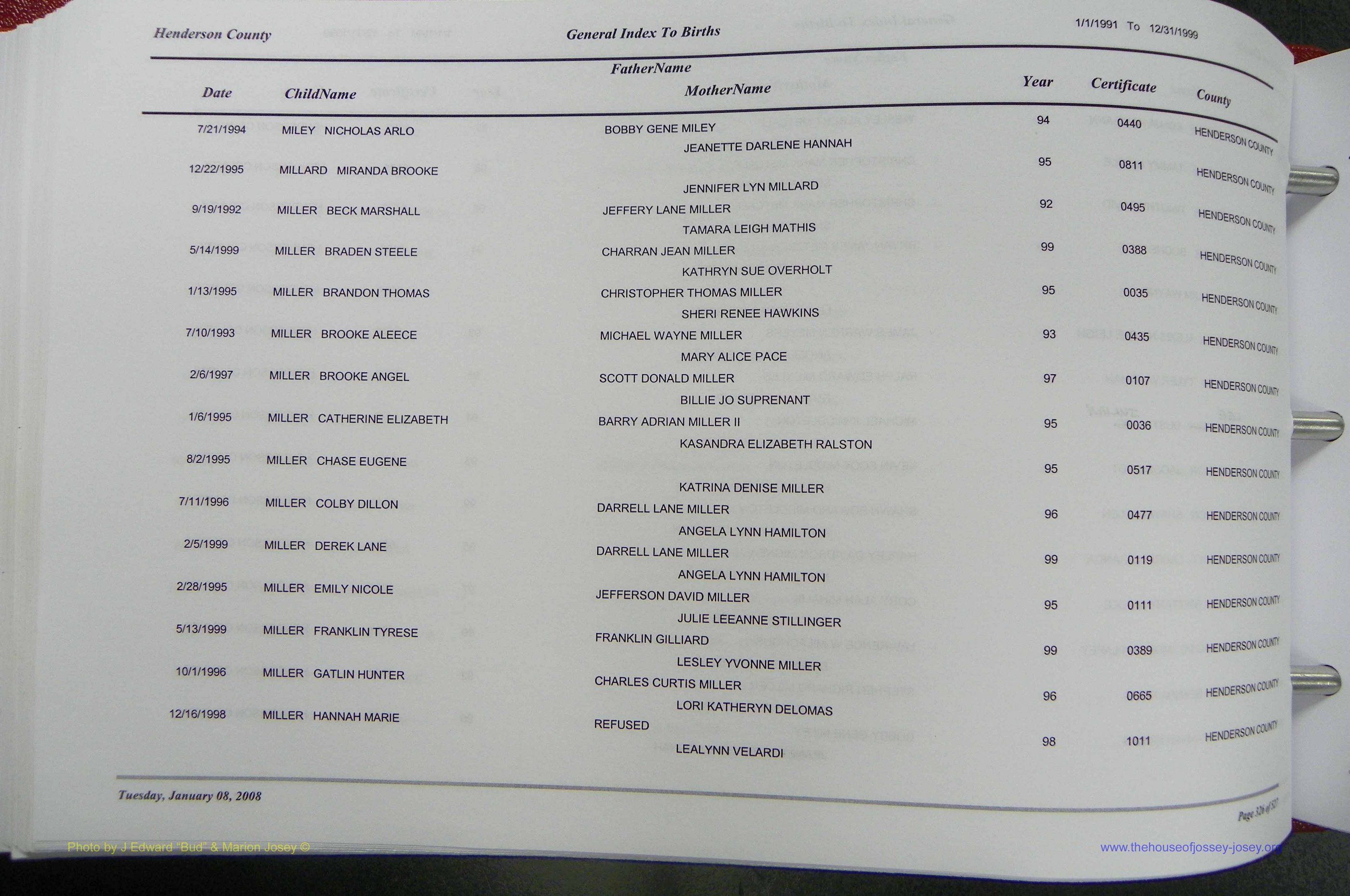 Henderson Co, NC, Births A - Z, 1991 - 1999, (326).JPG