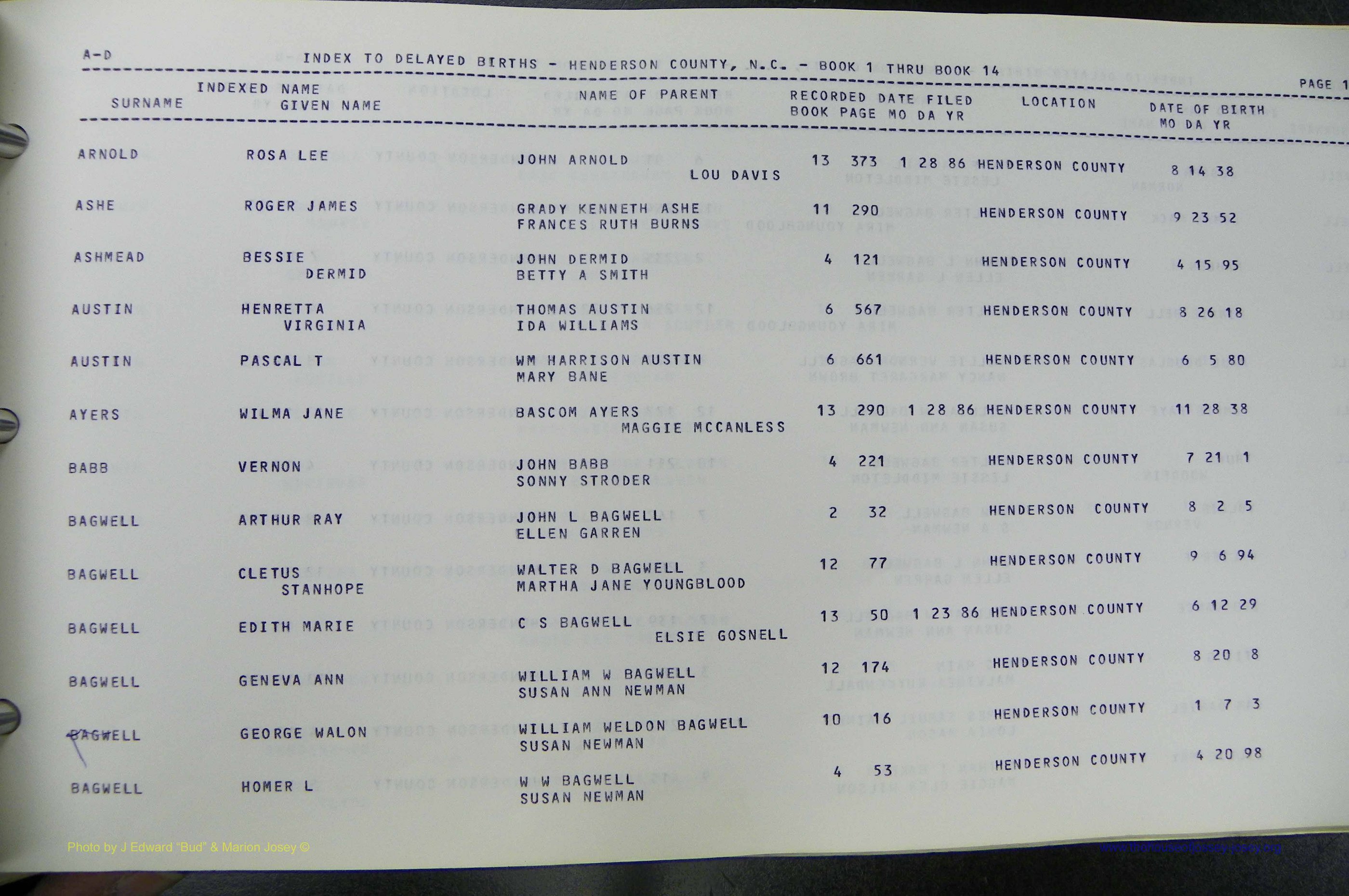 Henderson Co, NC, Births, Delayed, (014).JPG