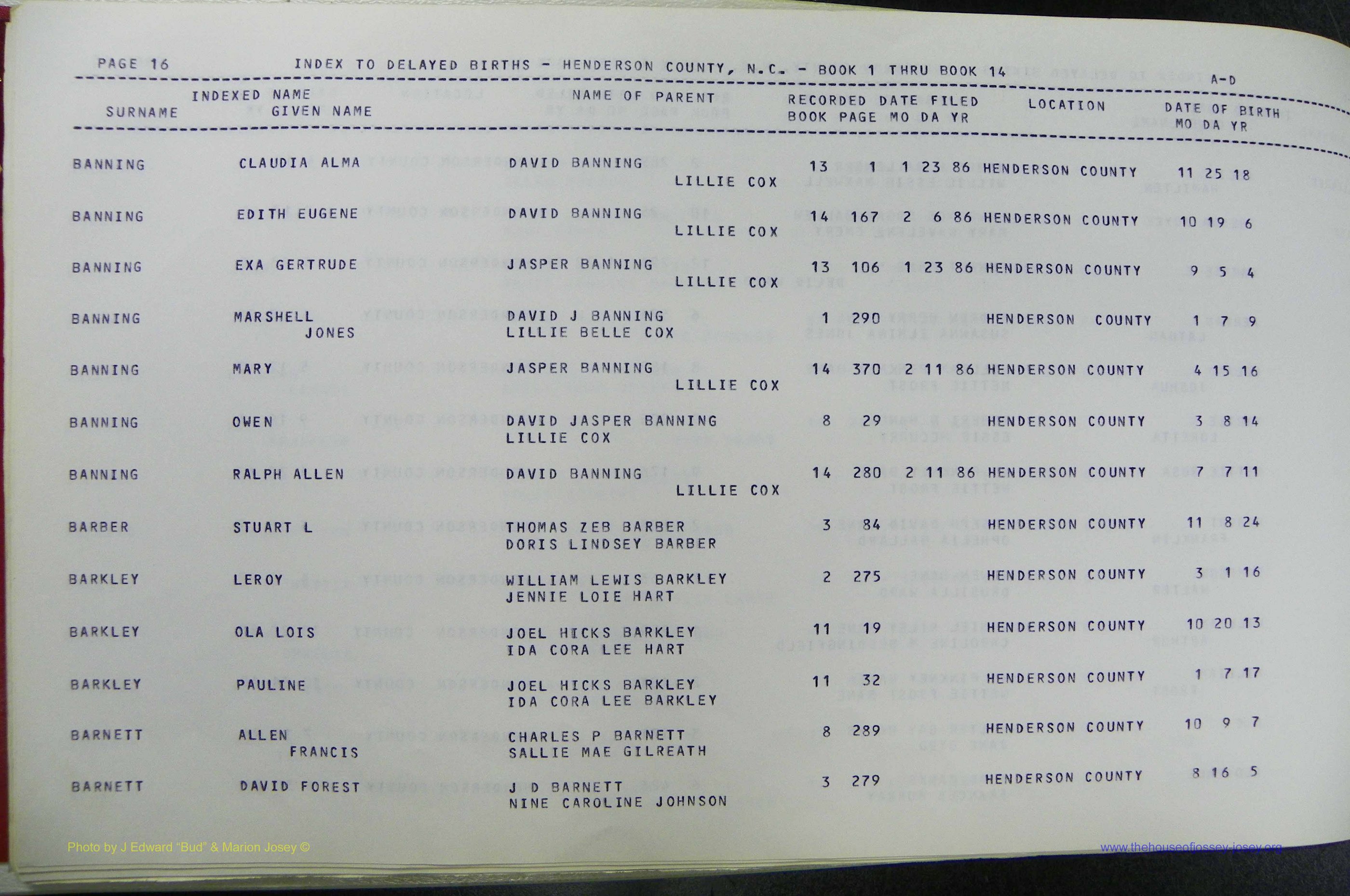 Henderson Co, NC, Births, Delayed, (019).JPG