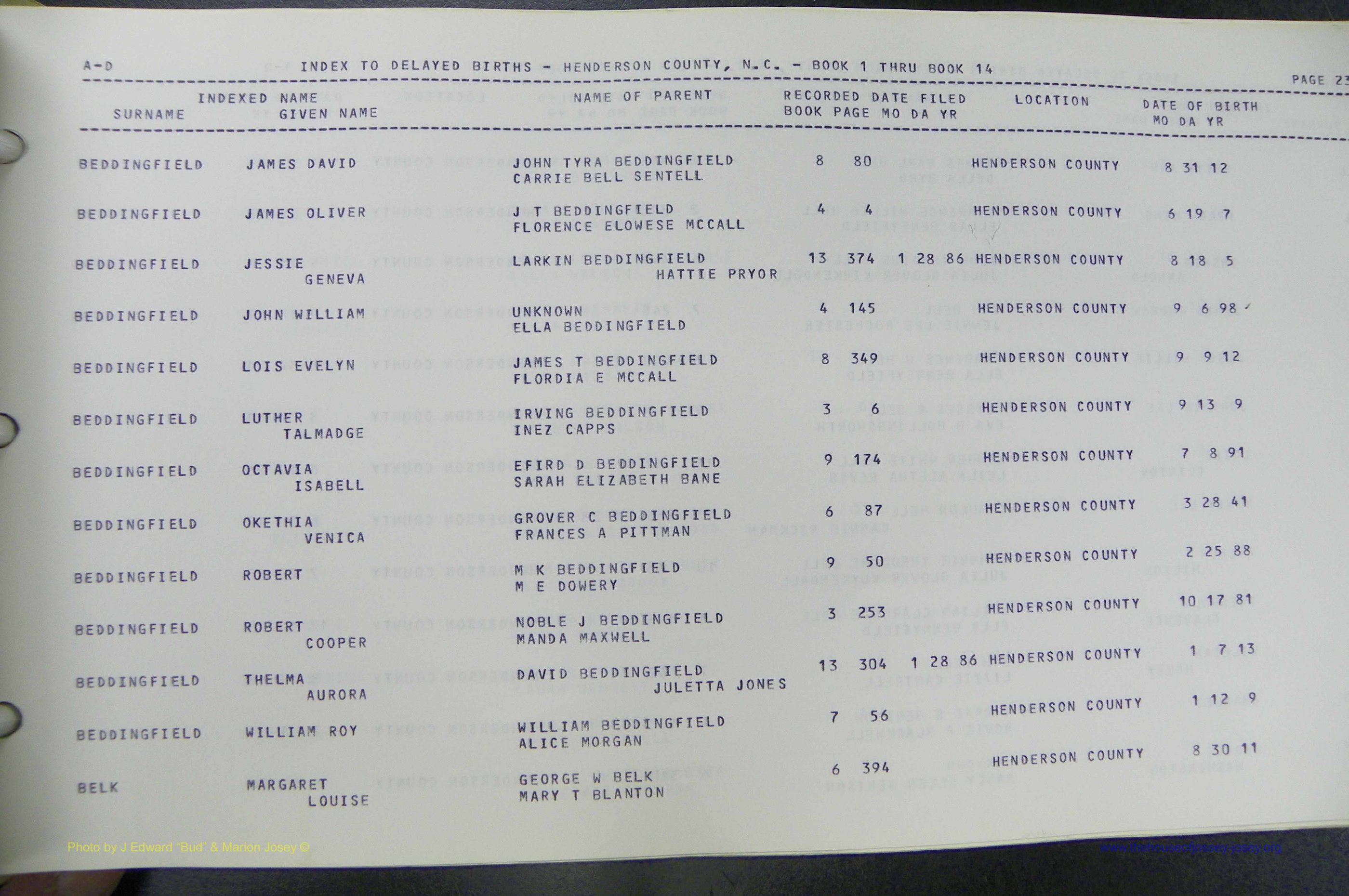 Henderson Co, NC, Births, Delayed, (026).JPG