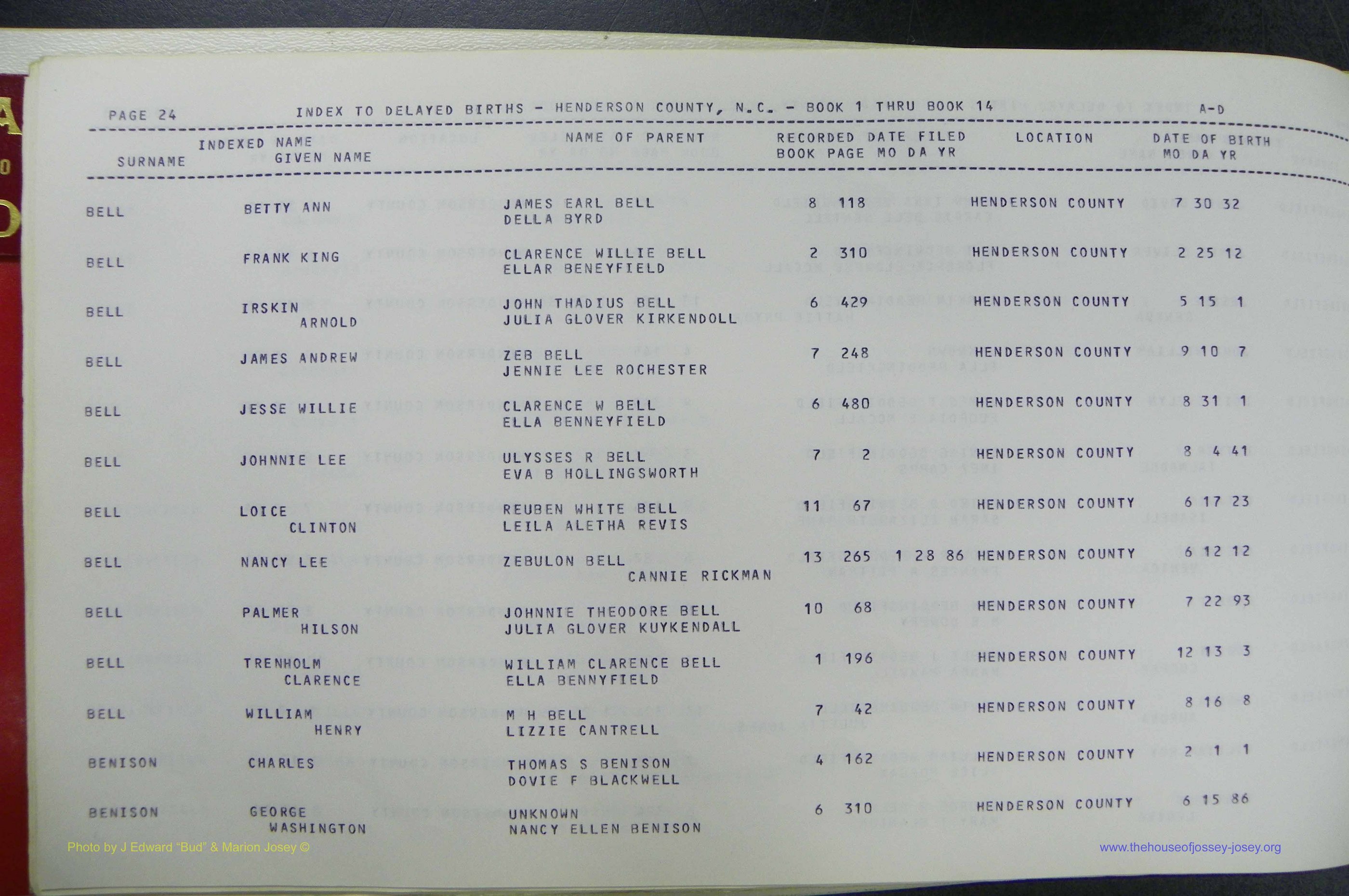 Henderson Co, NC, Births, Delayed, (027).JPG