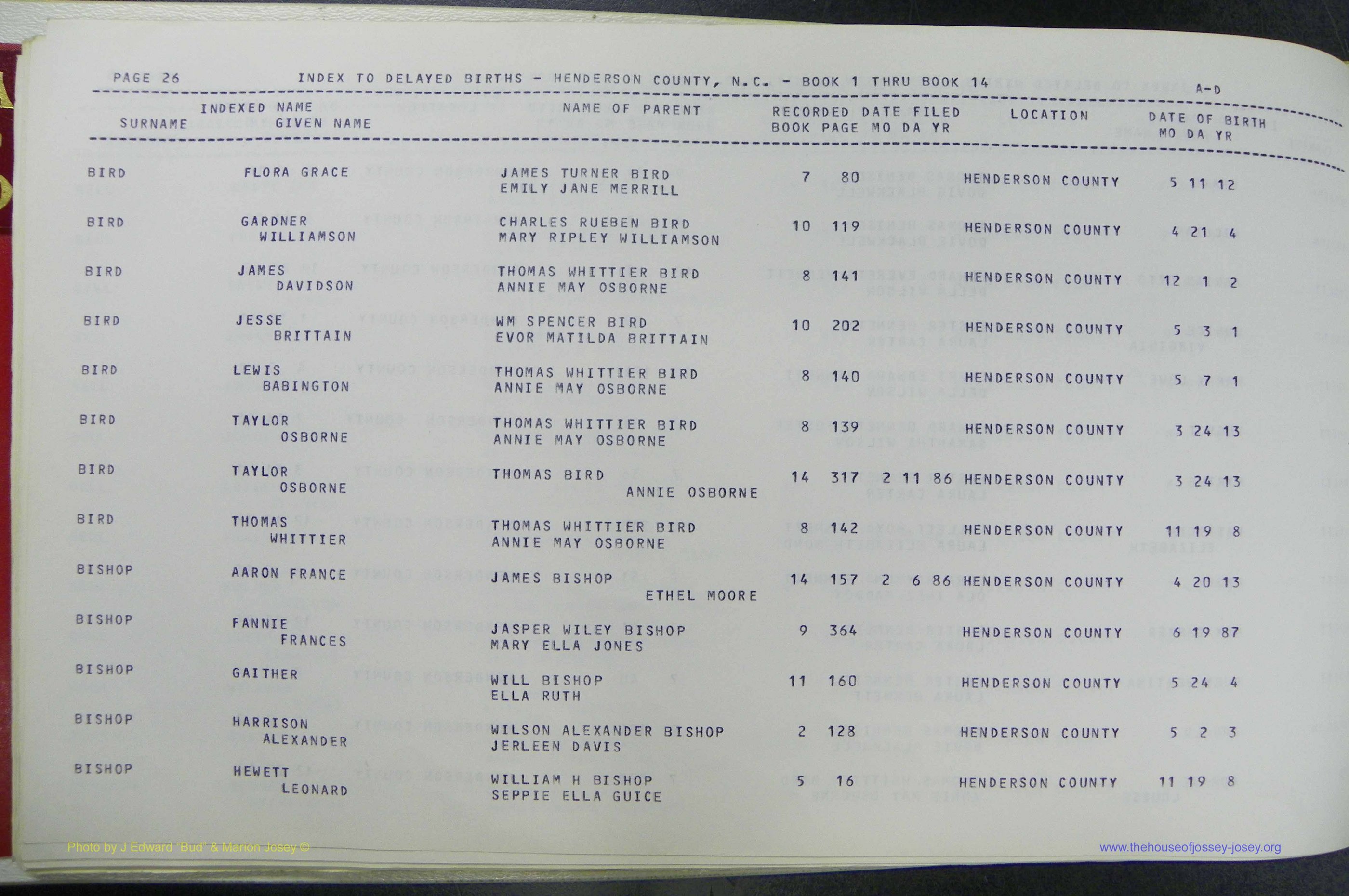 Henderson Co, NC, Births, Delayed, (029).JPG