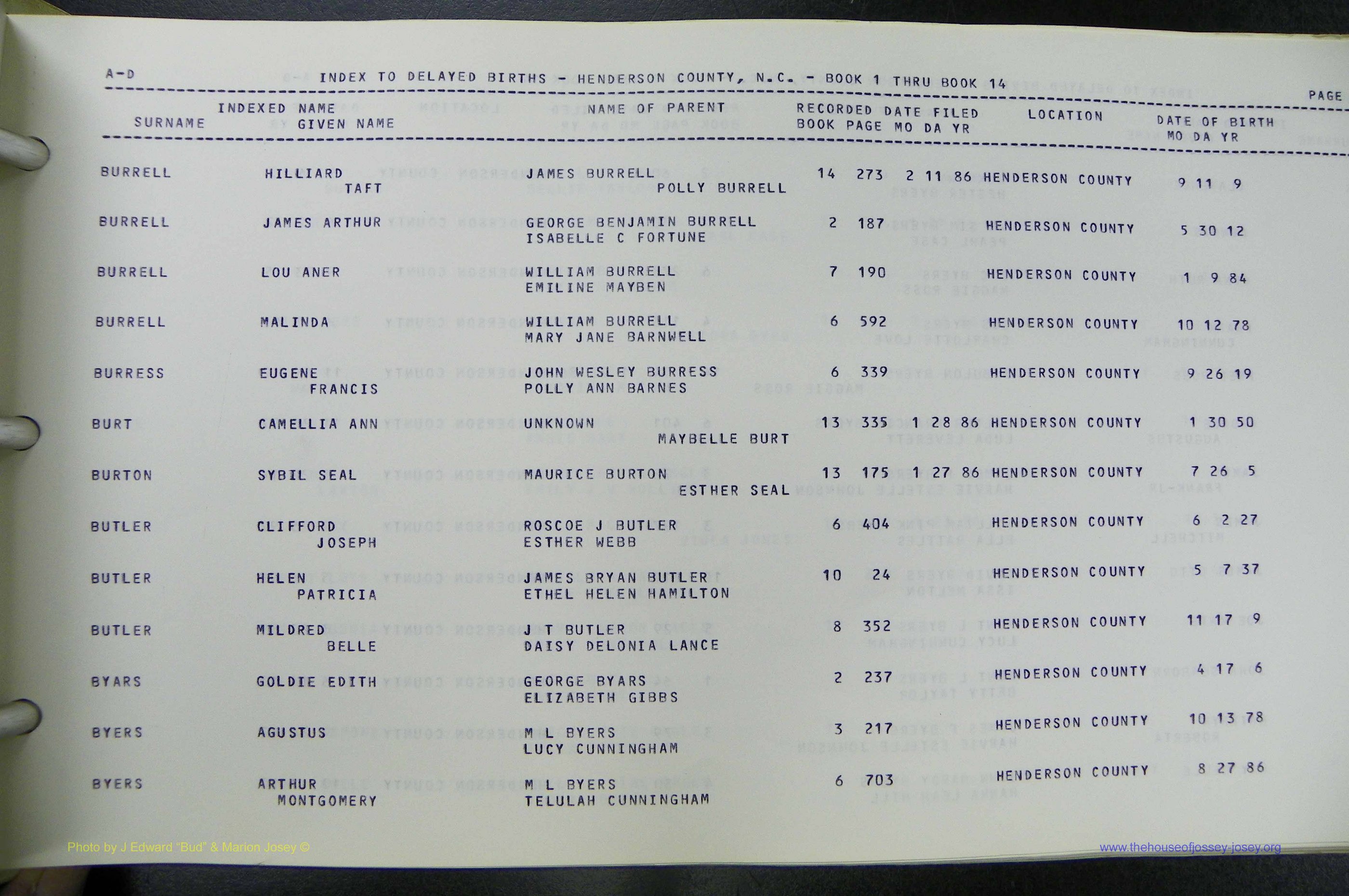 Henderson Co, NC, Births, Delayed, (048).JPG