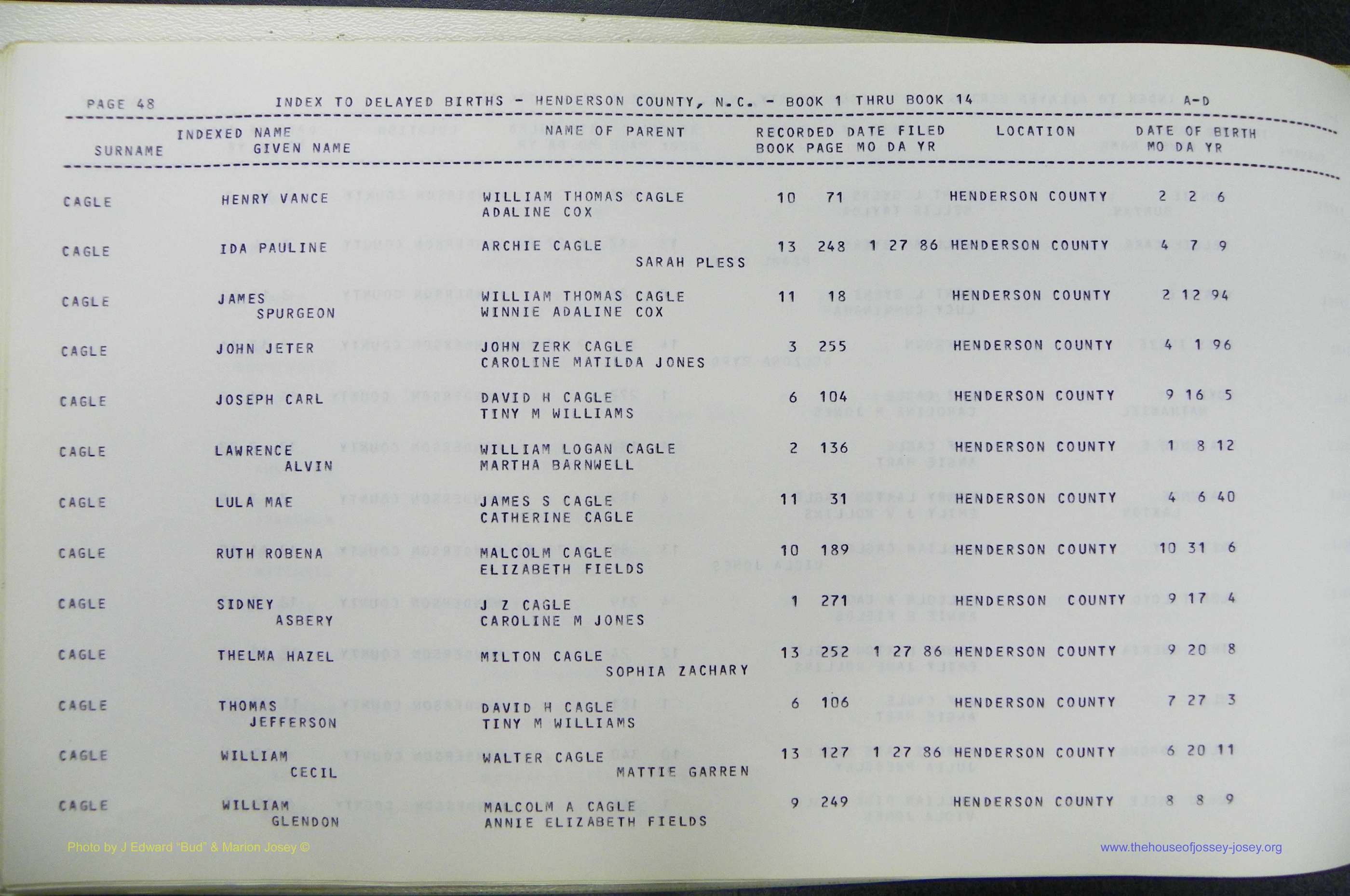 Henderson Co, NC, Births, Delayed, (051).JPG