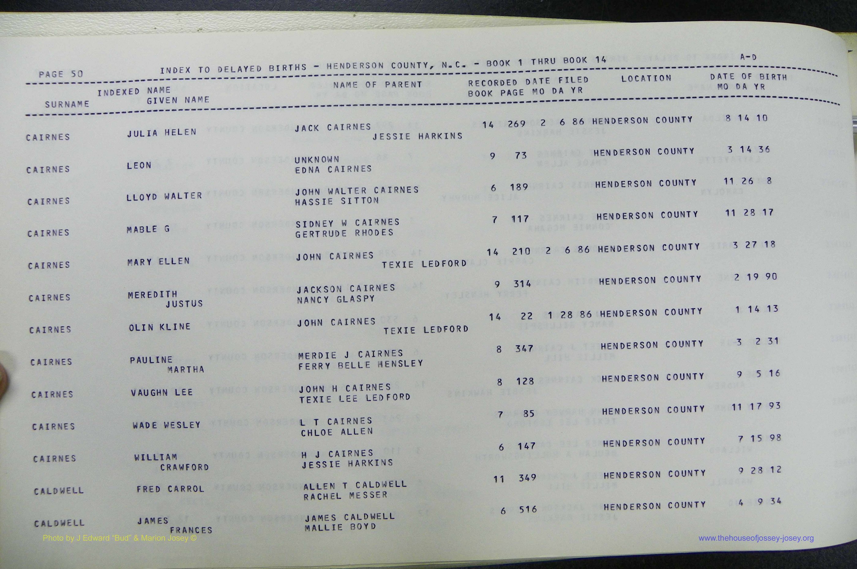 Henderson Co, NC, Births, Delayed, (053).JPG