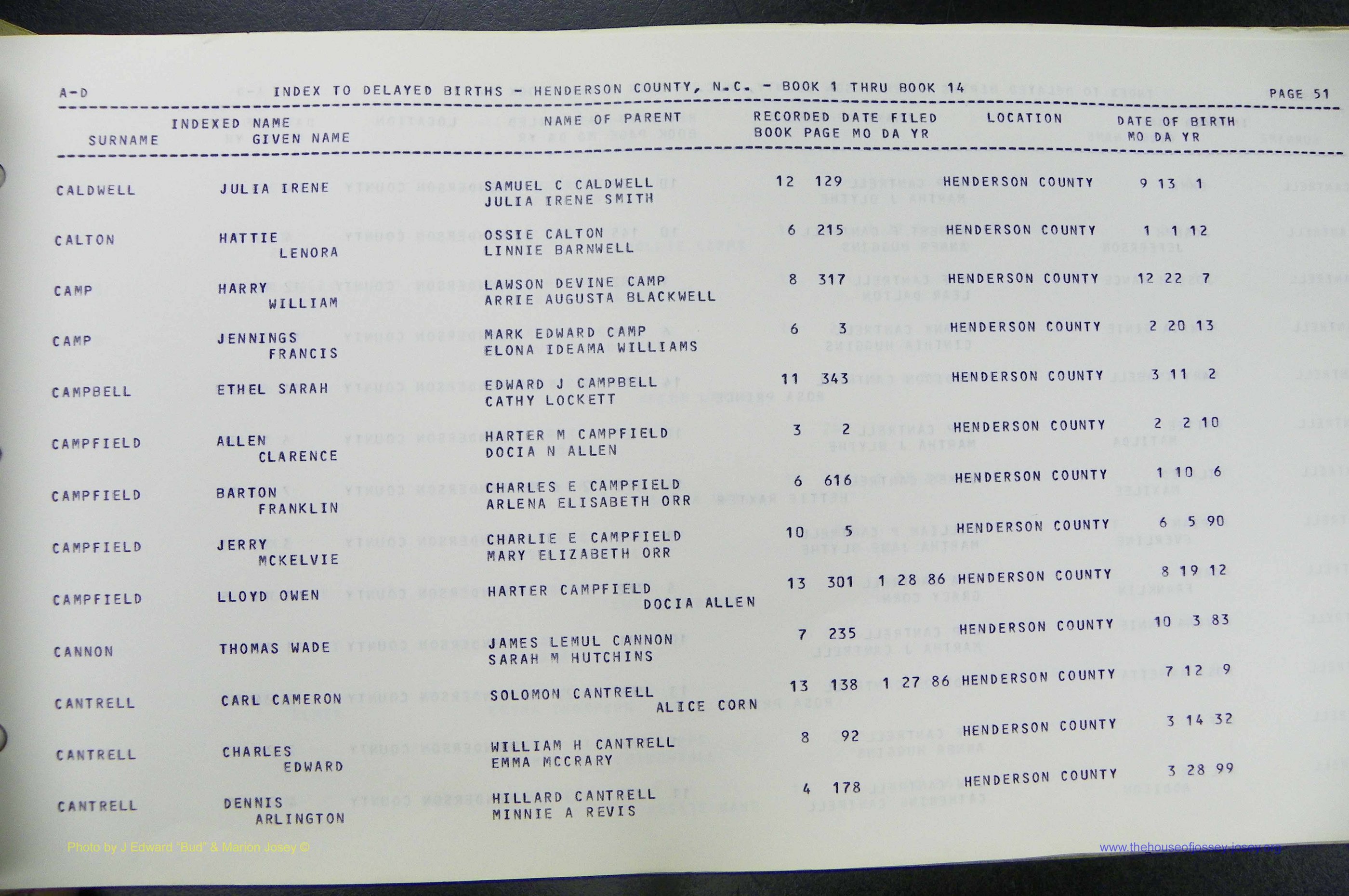 Henderson Co, NC, Births, Delayed, (054).JPG