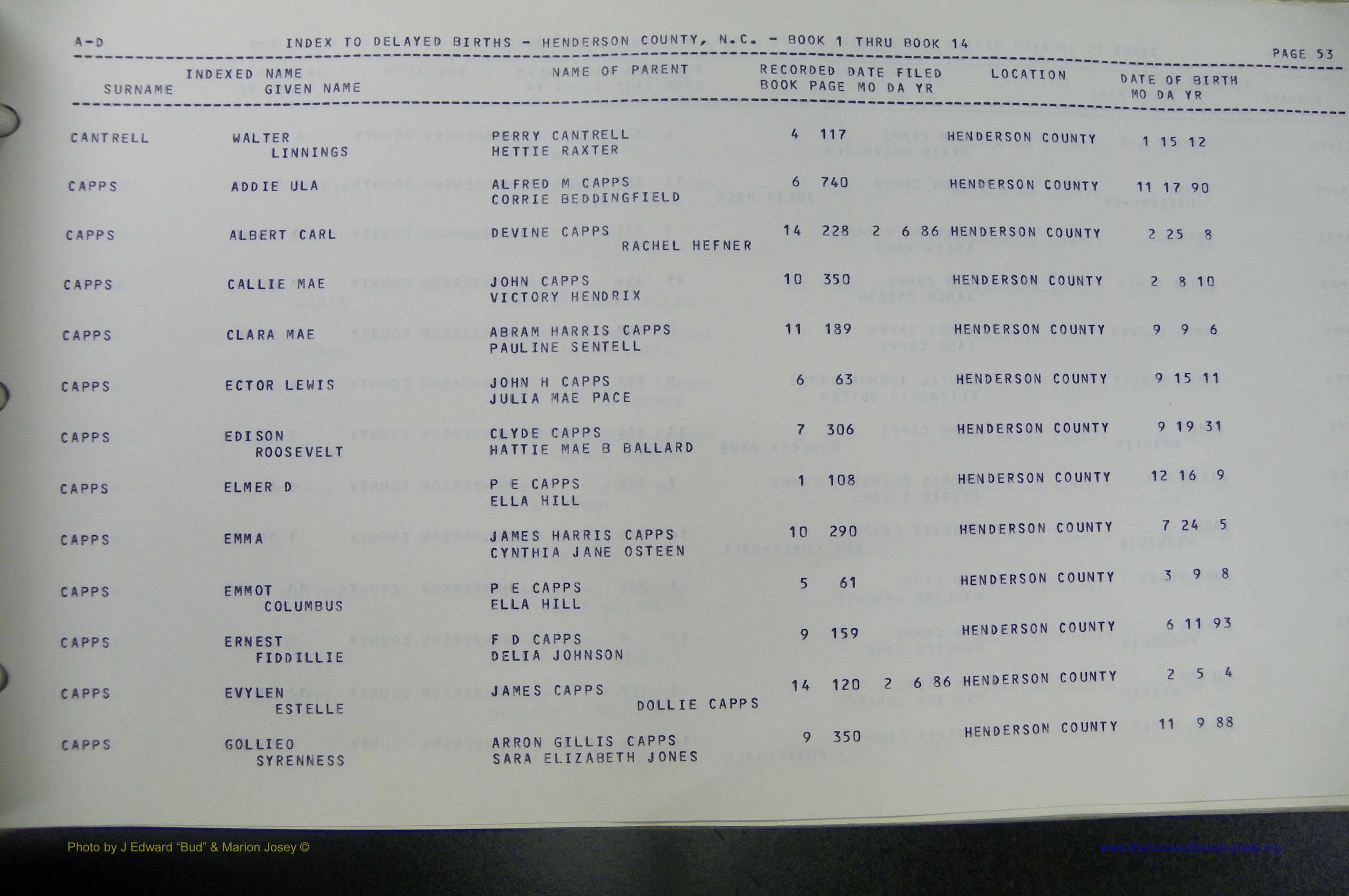 Henderson Co, NC, Births, Delayed, (058).JPG