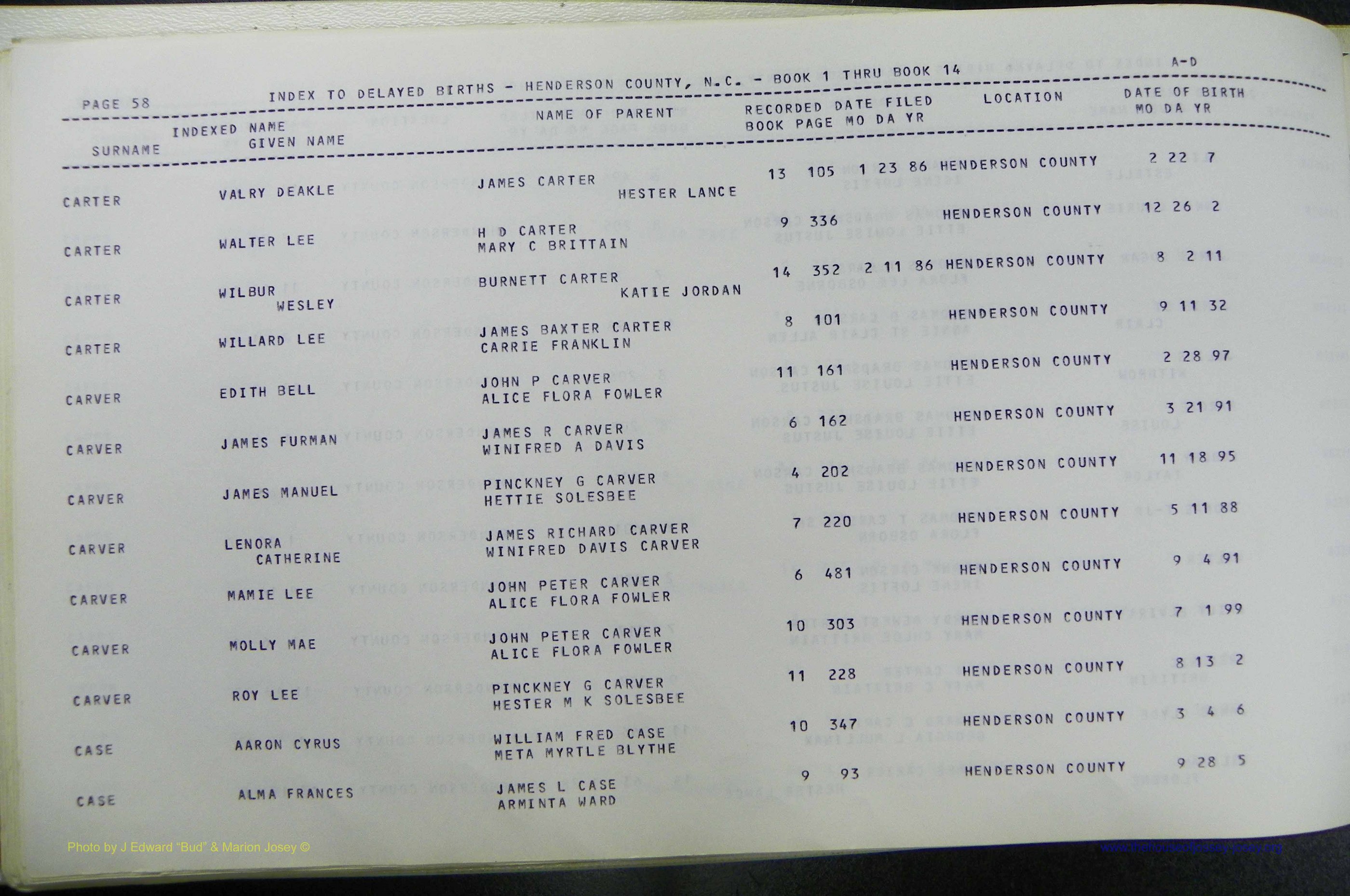 Henderson Co, NC, Births, Delayed, (061).JPG