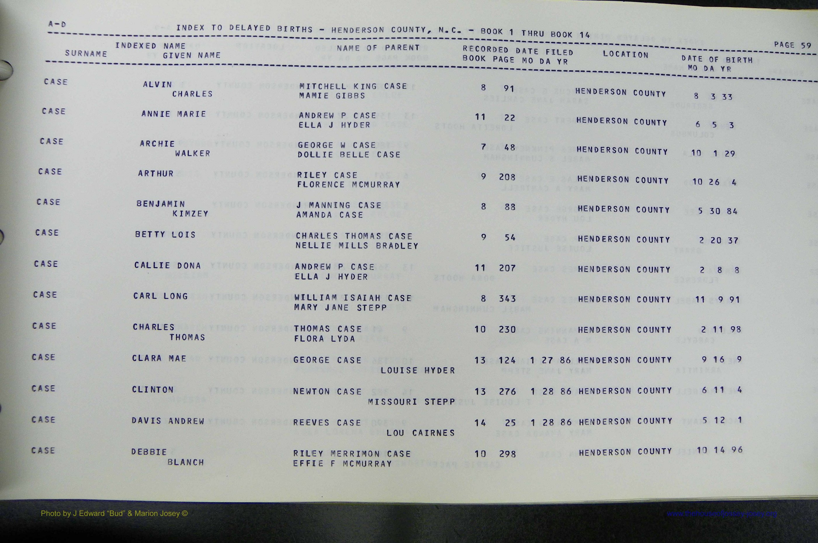 Henderson Co, NC, Births, Delayed, (062).JPG