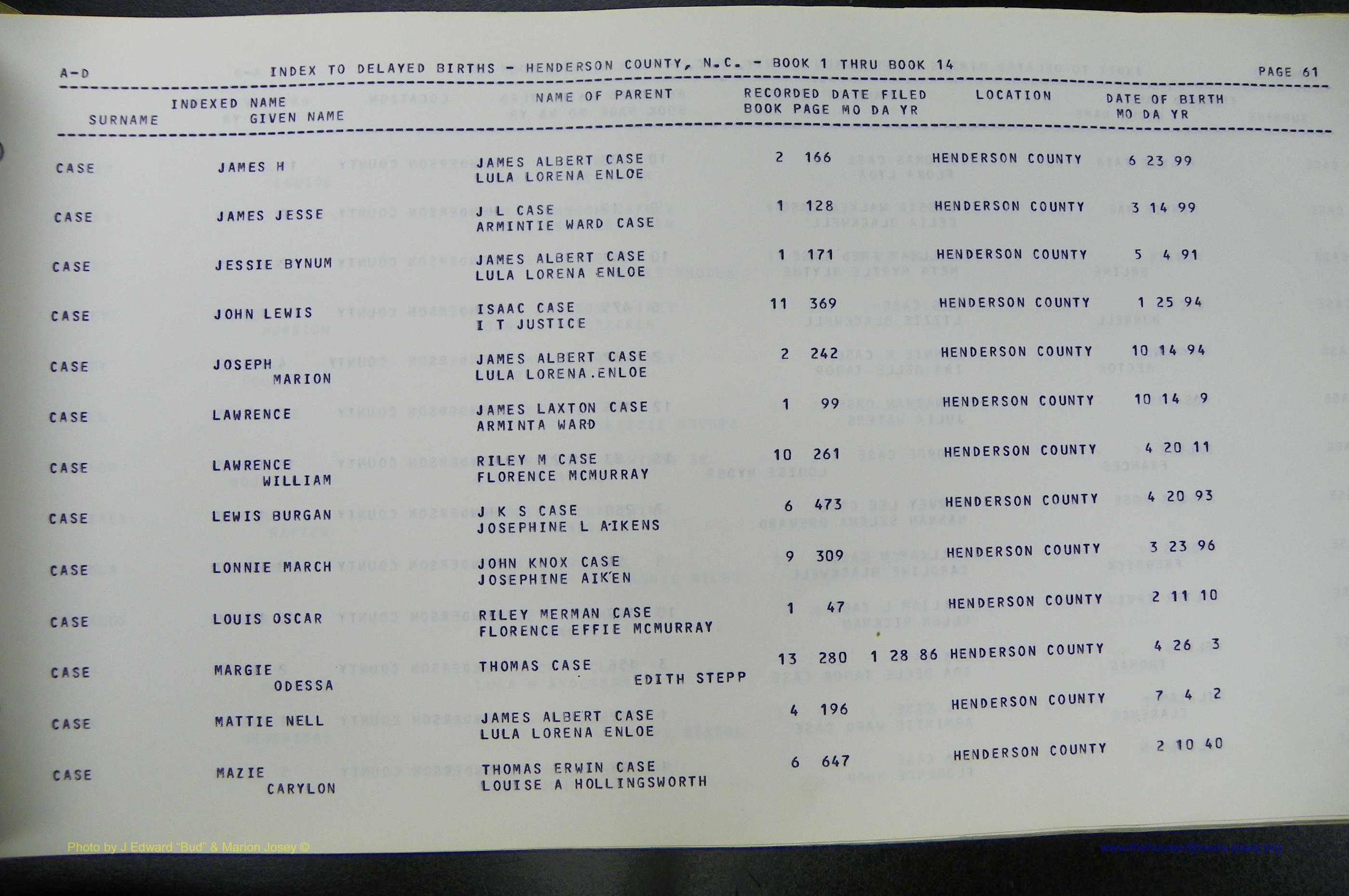 Henderson Co, NC, Births, Delayed, (064).JPG
